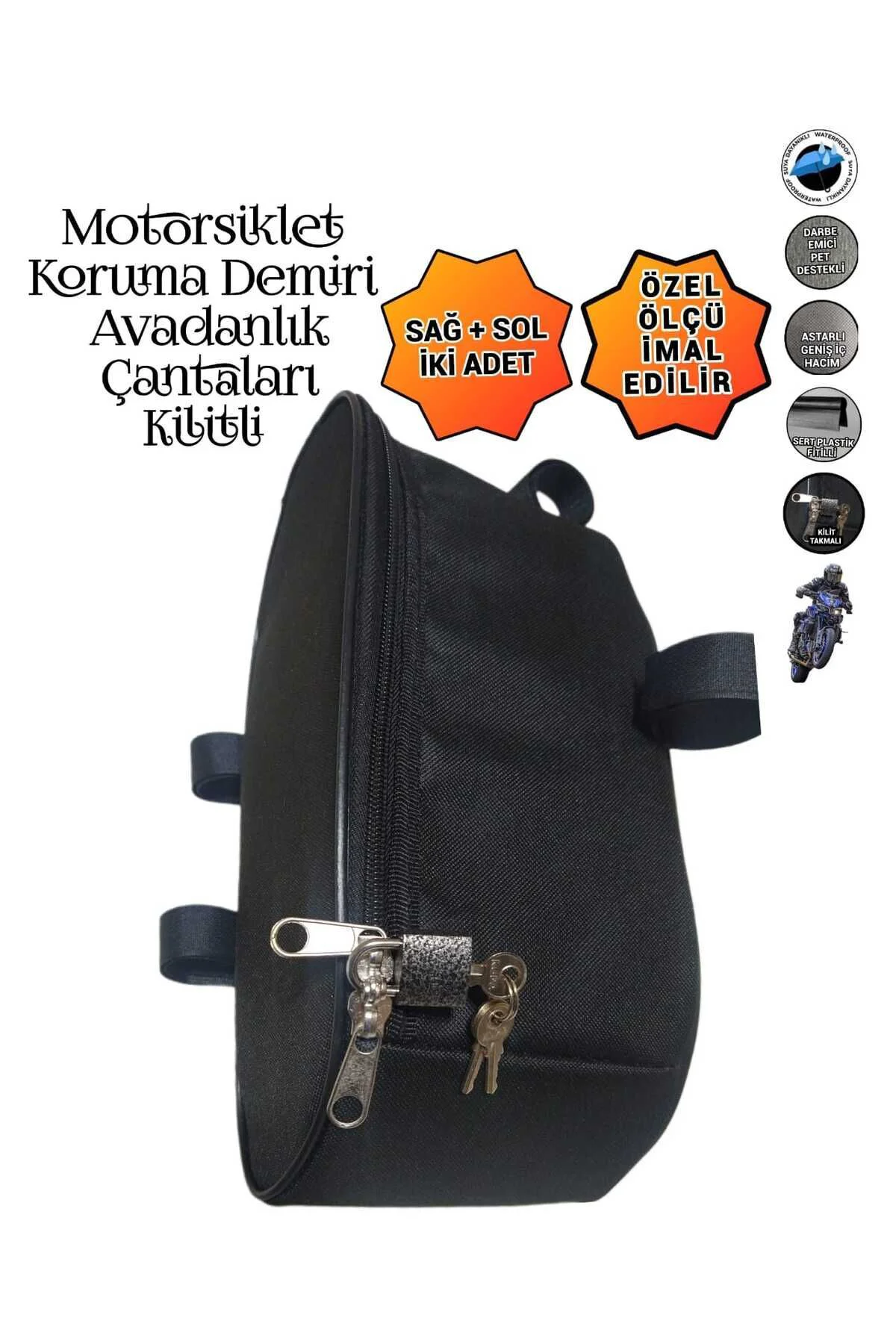 Motosiklet Koruma Demiri Çantaları Yan Avadanlık Kilitli 40cm