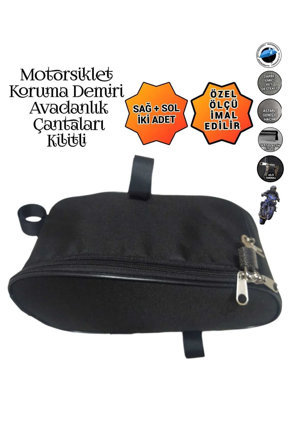 Motosiklet Koruma Demiri Çantaları Yan Avadanlık Kilitli 32cm