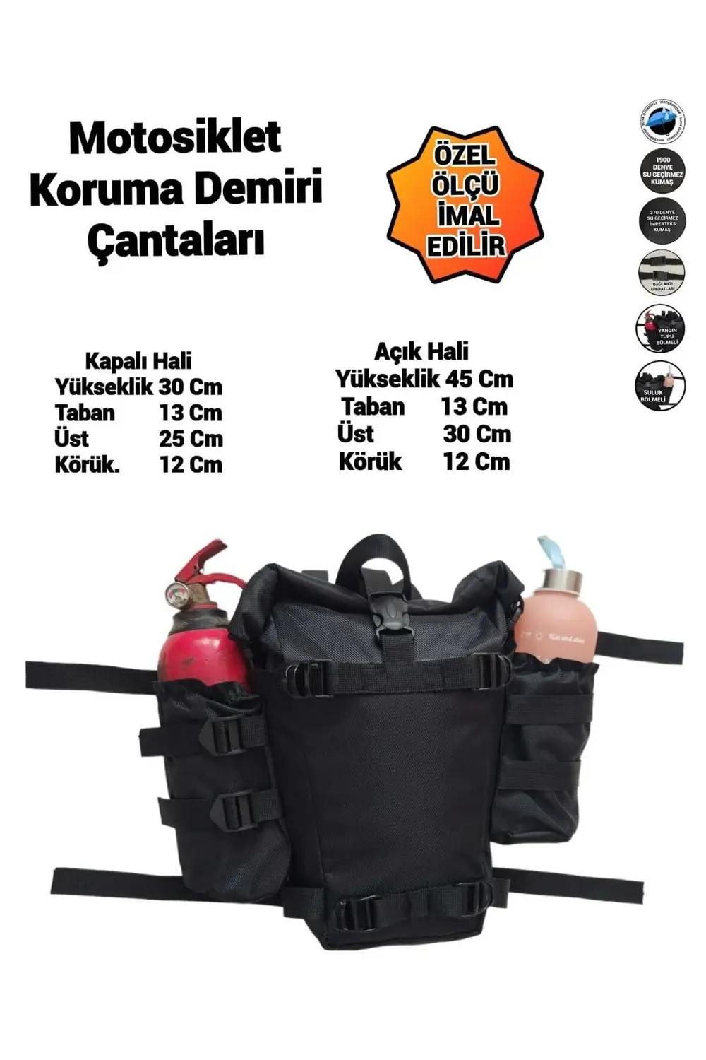 MOTOSİKLET KORUMA DEMİRİ ÇANTALARI SULUK VE YANGIN TÜPÜ BÖLMELİ