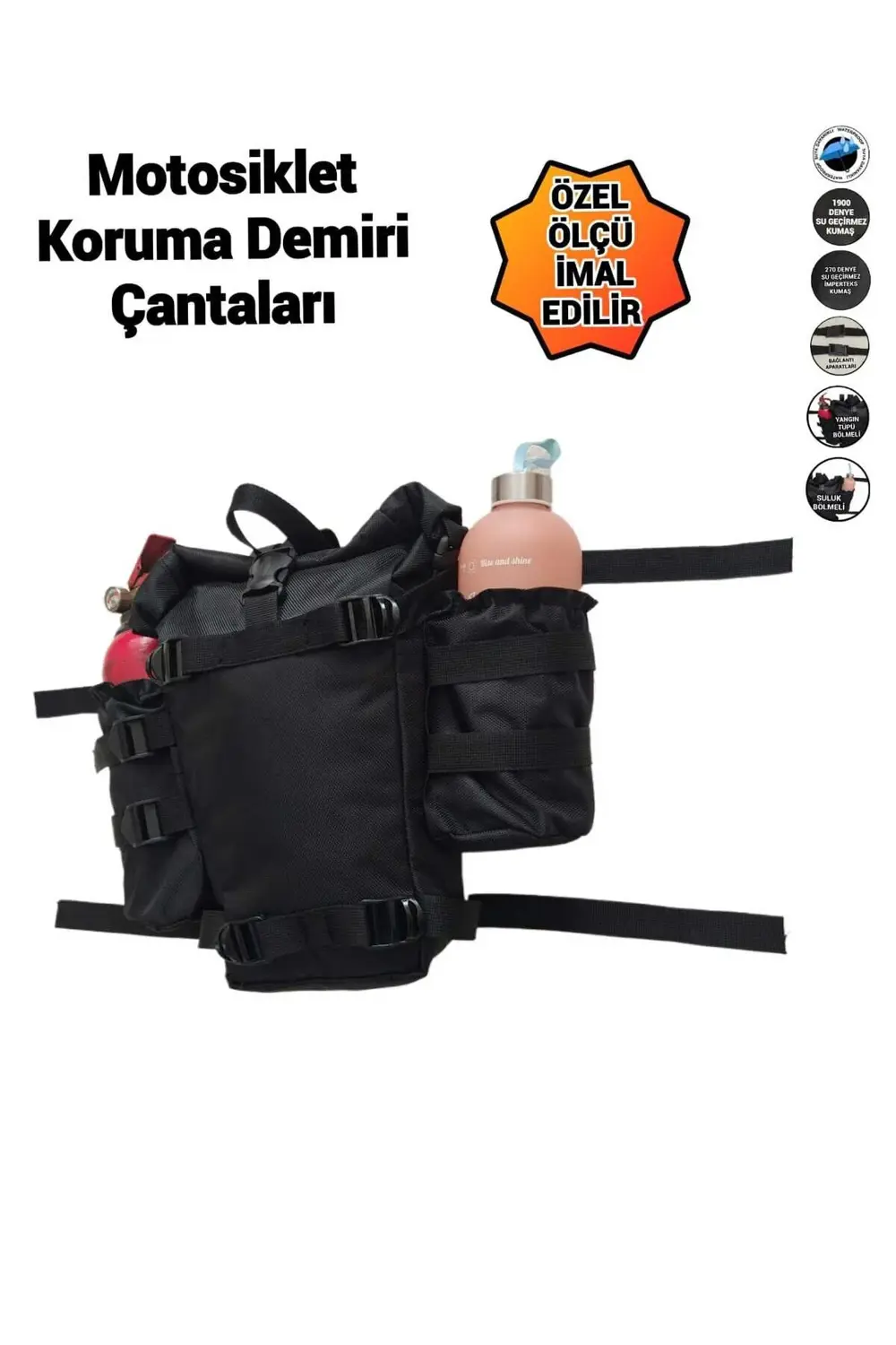 MOTOSİKLET KORUMA DEMİRİ ÇANTALARI SULUK VE YANGIN TÜPÜ BÖLMELİ