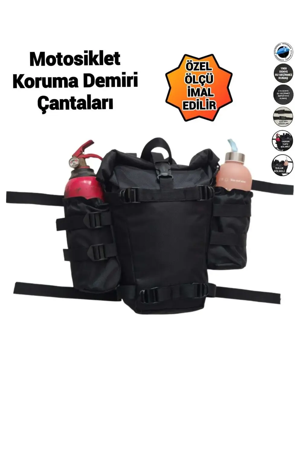 MOTOSİKLET KORUMA DEMİRİ ÇANTALARI SULUK VE YANGIN TÜPÜ BÖLMELİ