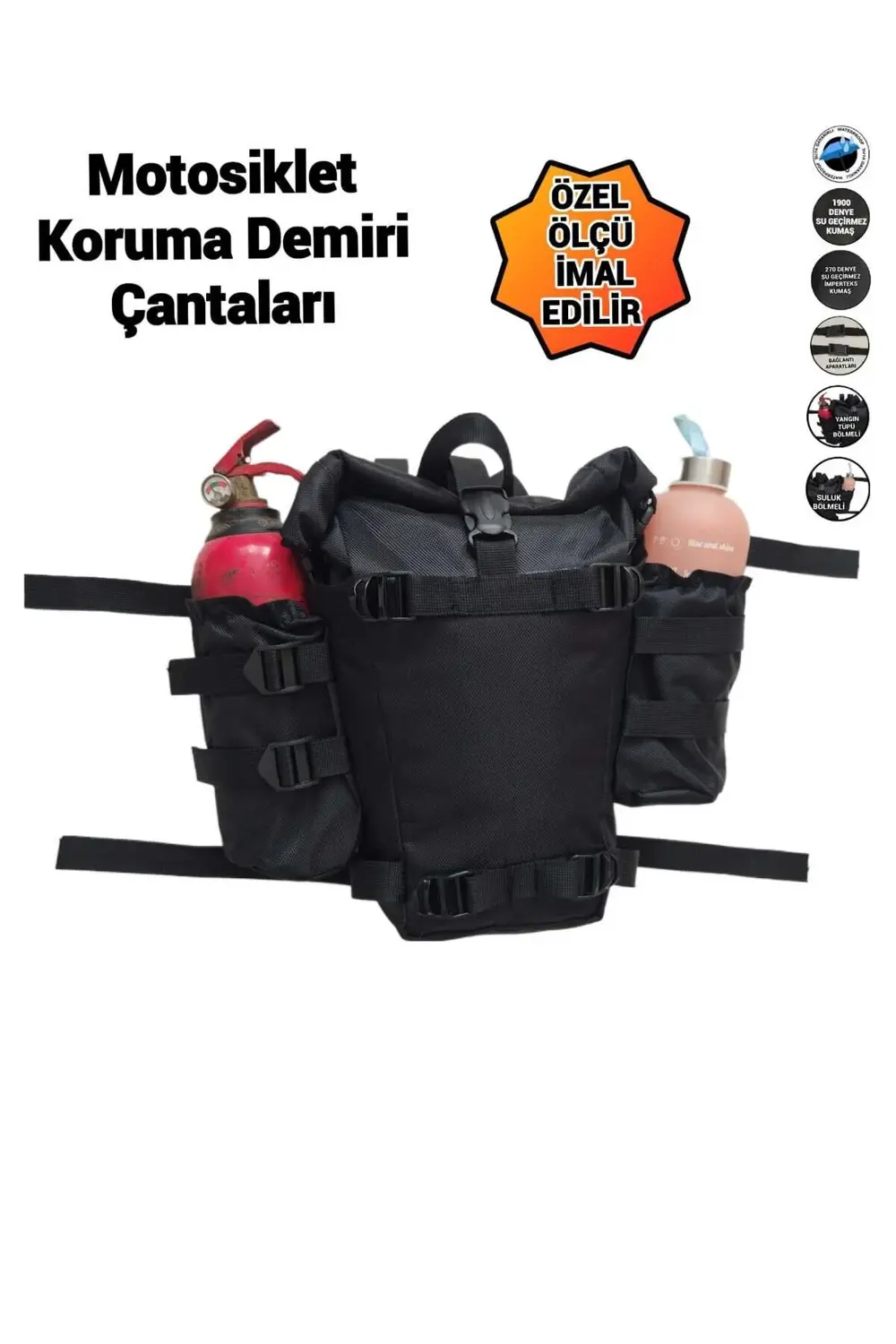MOTOSİKLET KORUMA DEMİRİ ÇANTALARI SULUK VE YANGIN TÜPÜ BÖLMELİ