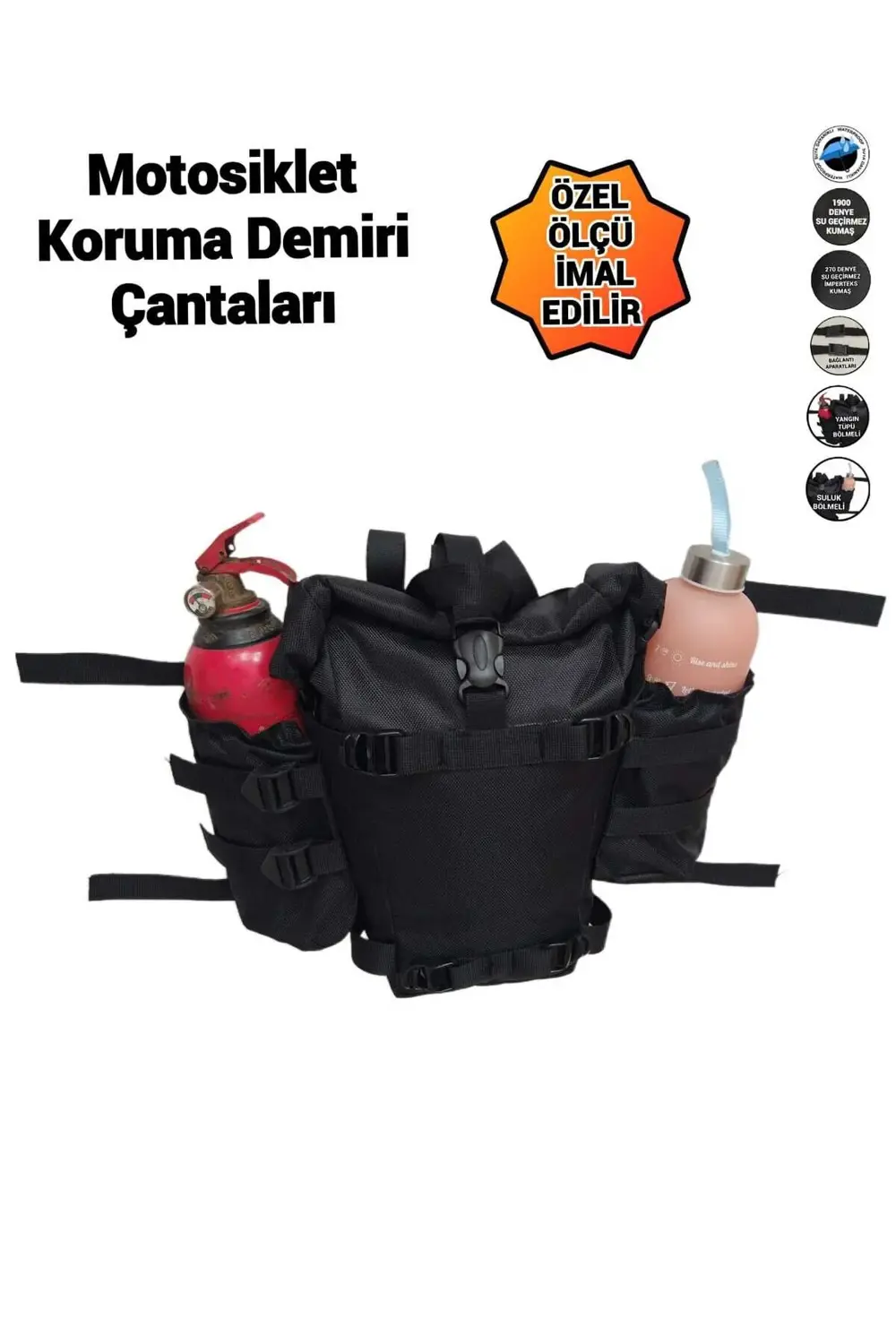 MOTOSİKLET KORUMA DEMİRİ ÇANTALARI SULUK VE YANGIN TÜPÜ BÖLMELİ