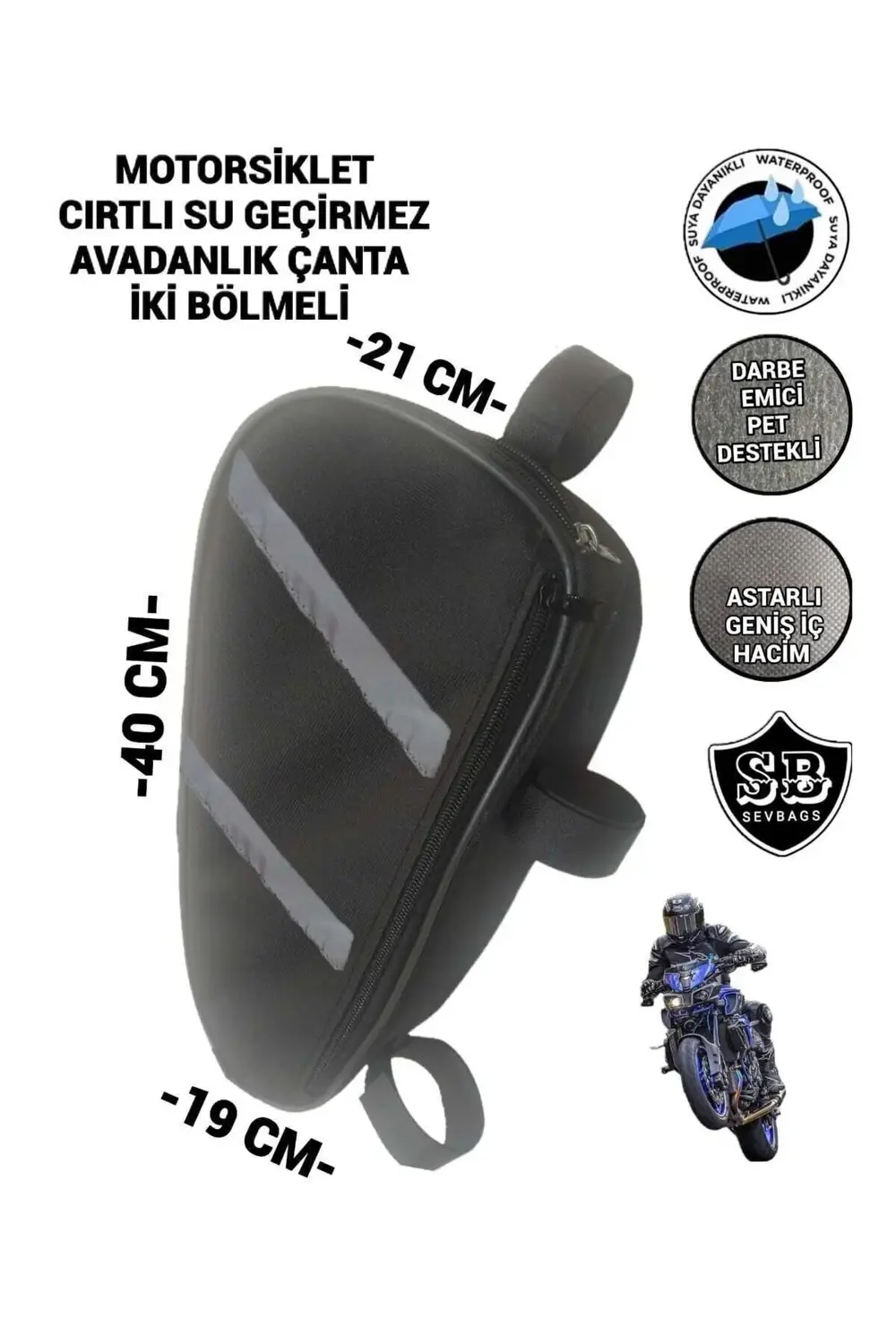 Motosiklet Koruma Demiri Çantaları Yan Avadanlık Reflektörlü 40cm