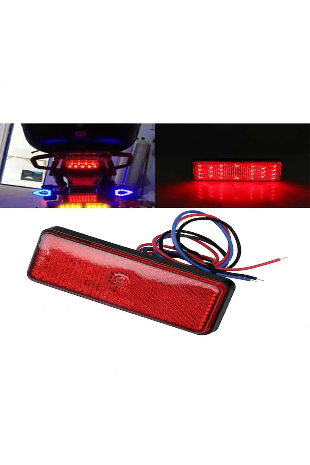 Motosiklet Led Işıklı Reflektör - Kırmızı E belgeli