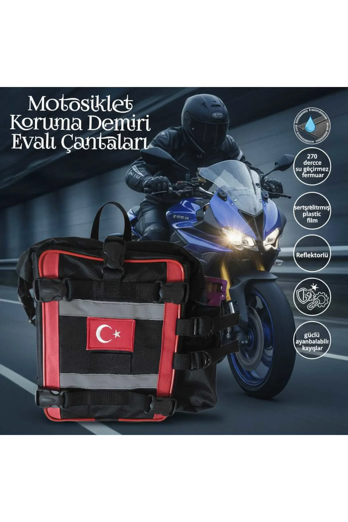 motosiklet ön koruma demiri çantaları dikdörtgen evalı