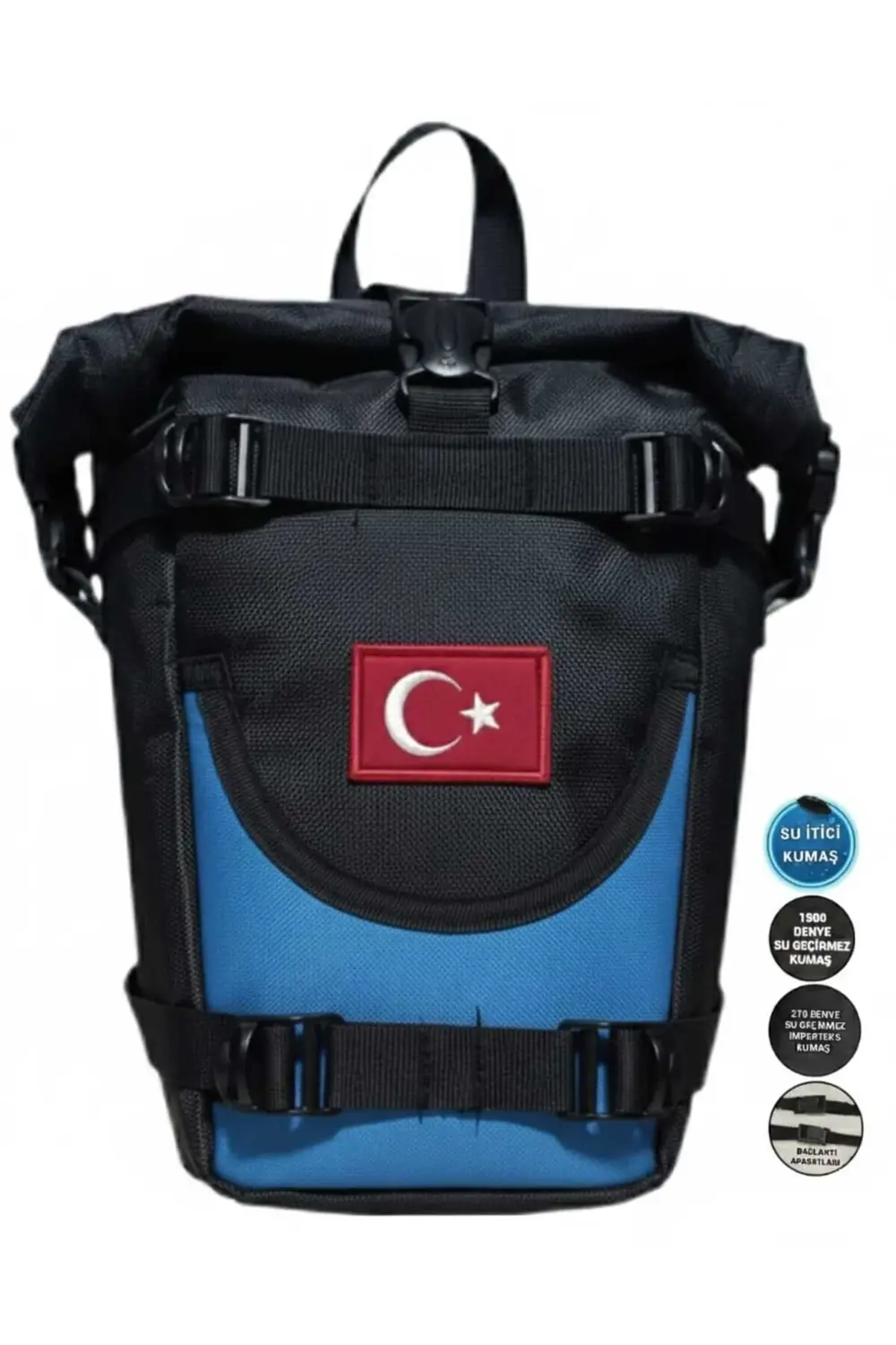 MOTOSİKLET ÖN YAN AVADANLIK ÇANTALARI MAVİLİ