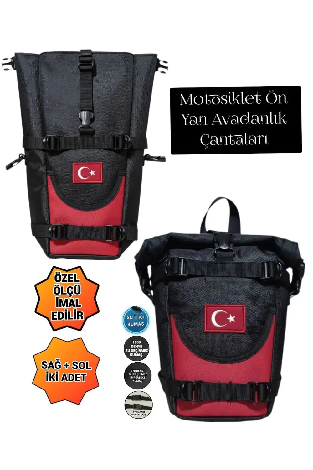 MOTOSİKLET ÖN YAN AVADANLIK ÇANTALARI MAVİLİ