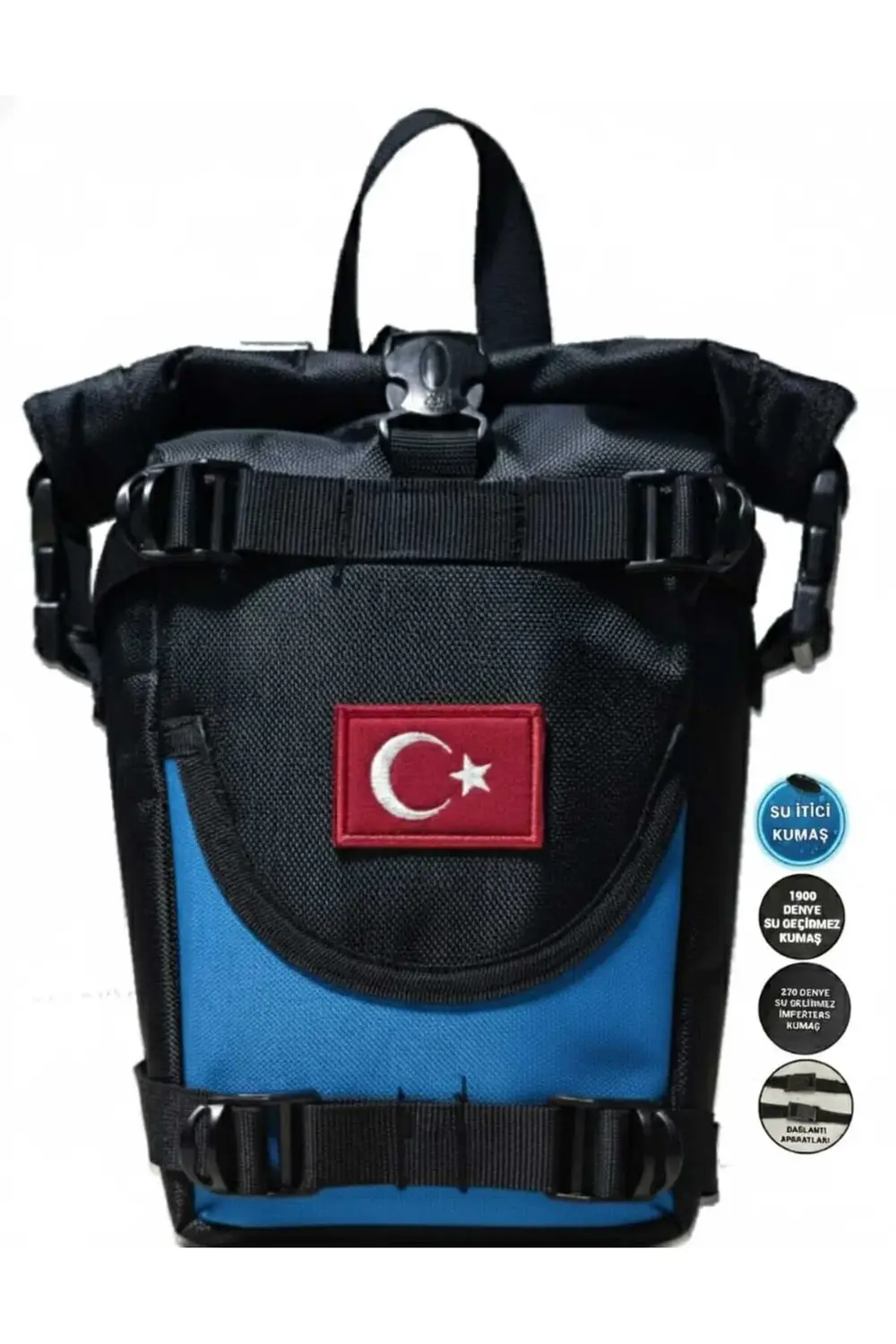 MOTOSİKLET ÖN YAN AVADANLIK ÇANTALARI MAVİLİ