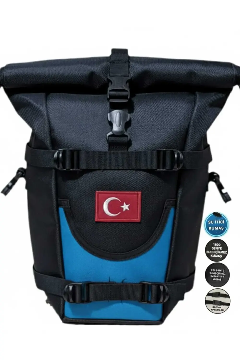 MOTOSİKLET ÖN YAN AVADANLIK ÇANTALARI MAVİLİ