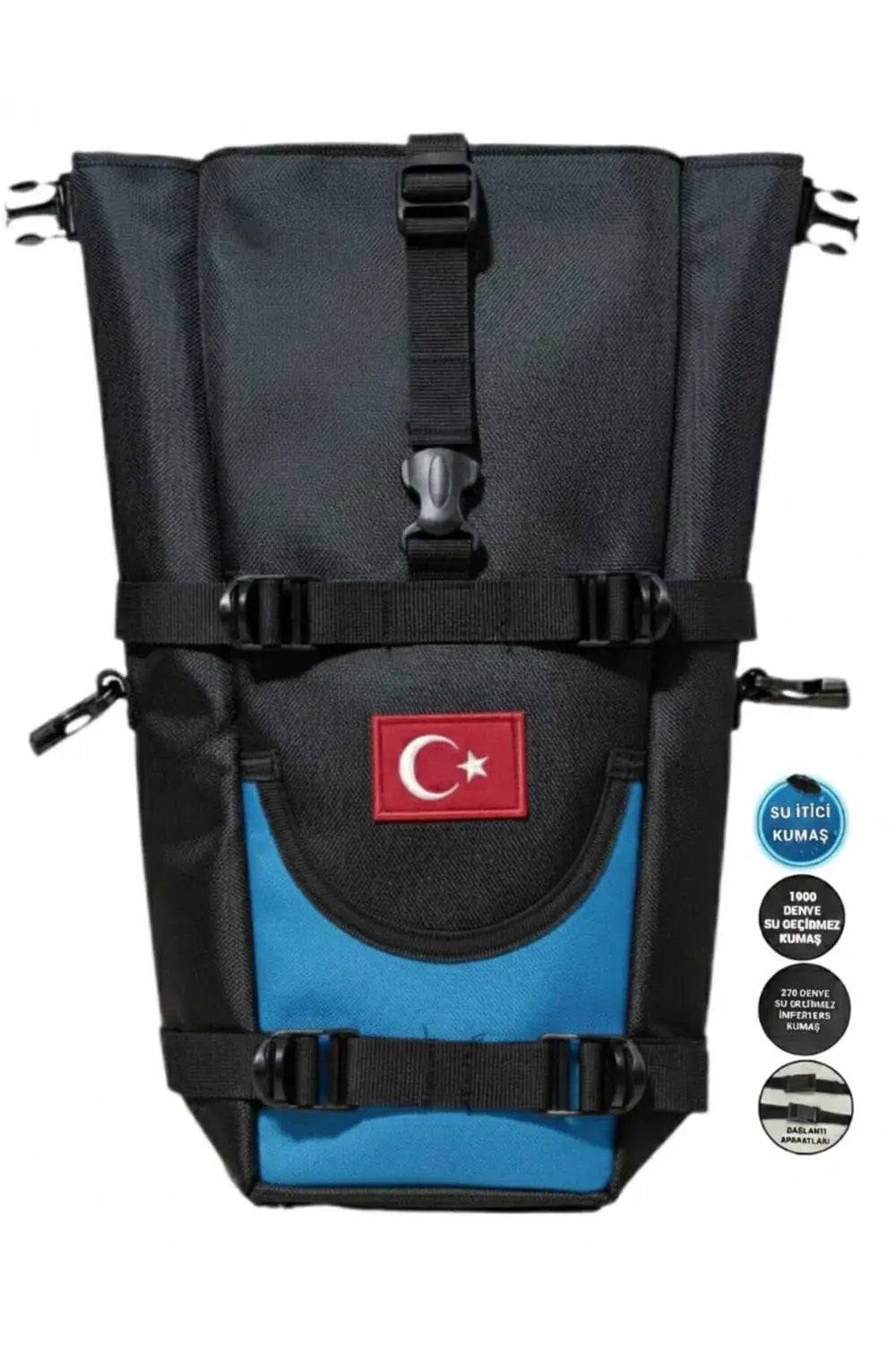 MOTOSİKLET ÖN YAN AVADANLIK ÇANTALARI MAVİLİ