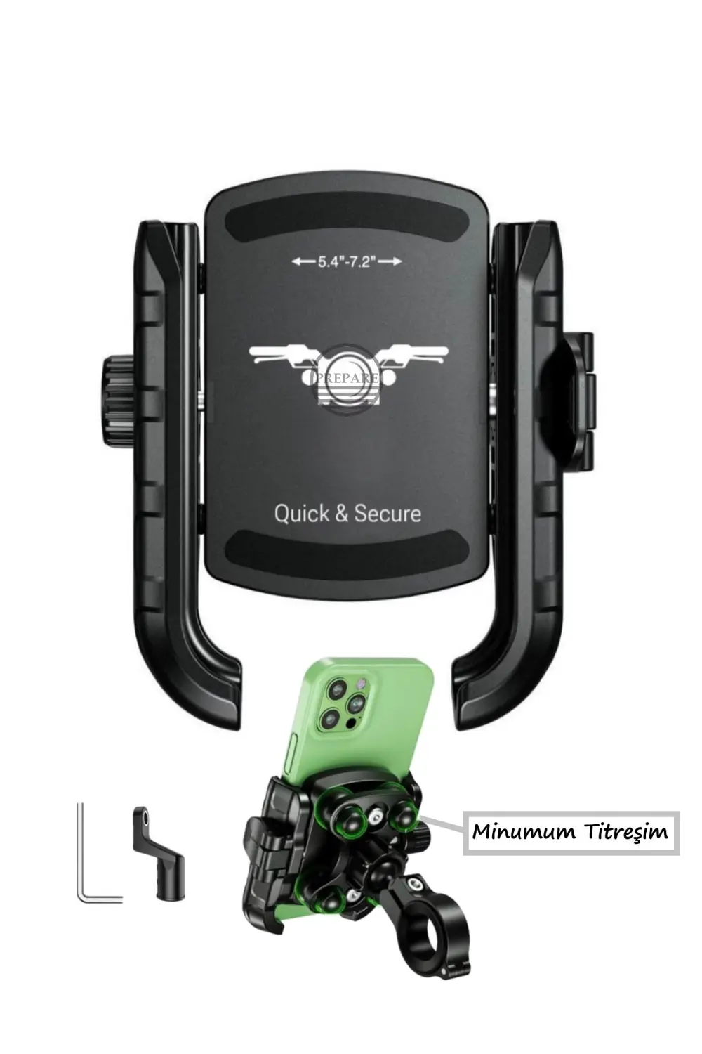 Motosiklet Profesyonel Telefon Tutucu Ayna ve Gidon Uyumlu Sıkmal