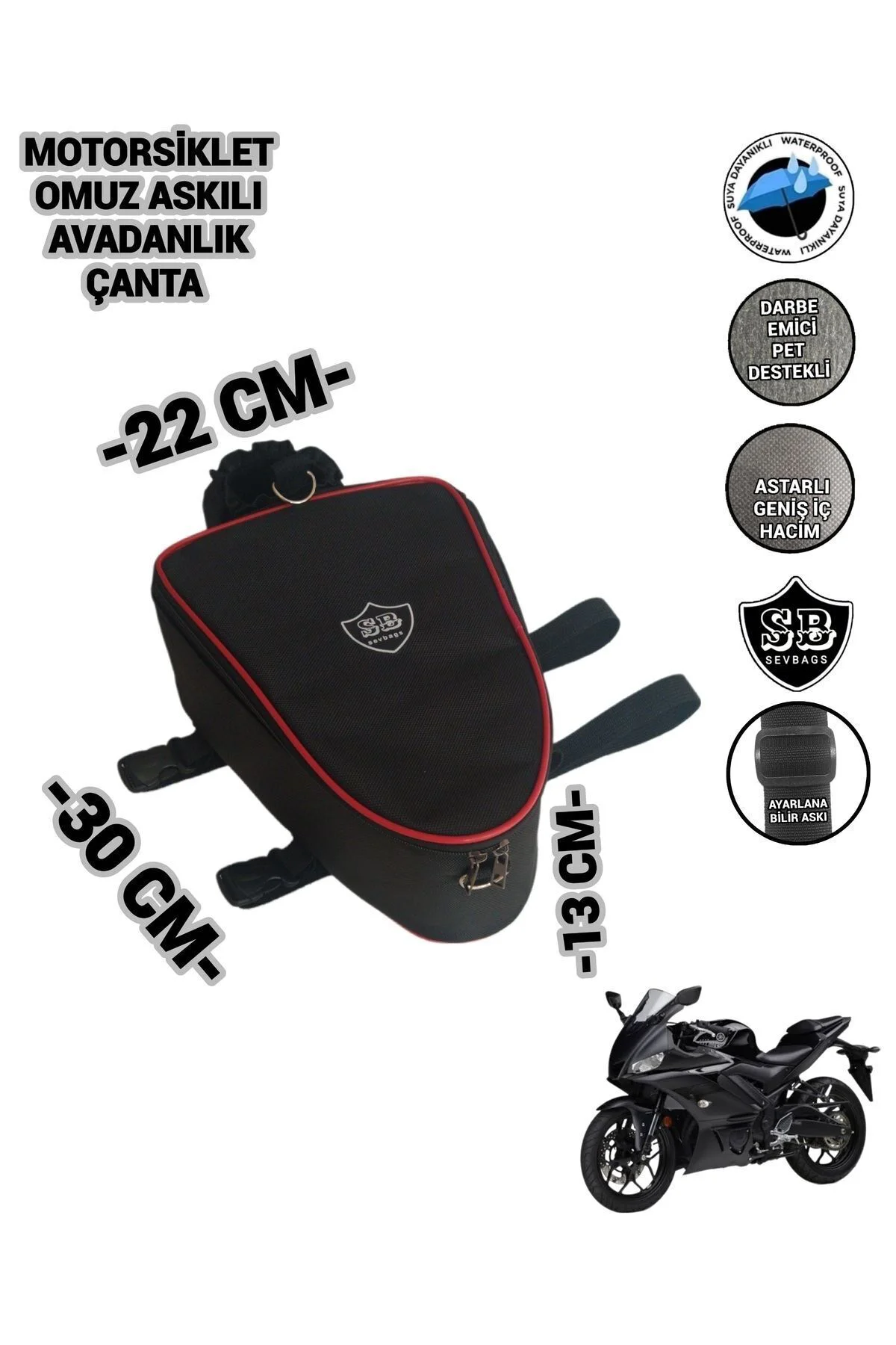 Motosiklet Sele Üstü Avadanlık Çantası Omuz Askılı