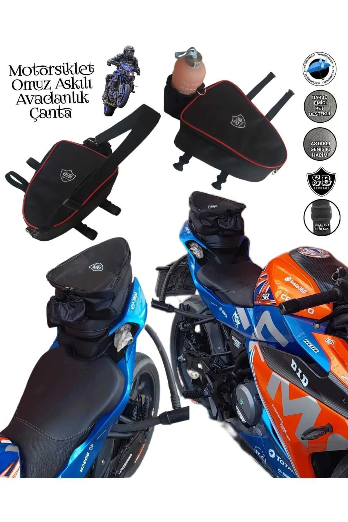 Motosiklet Sele Üstü Avadanlık Çantası Omuz Askılı