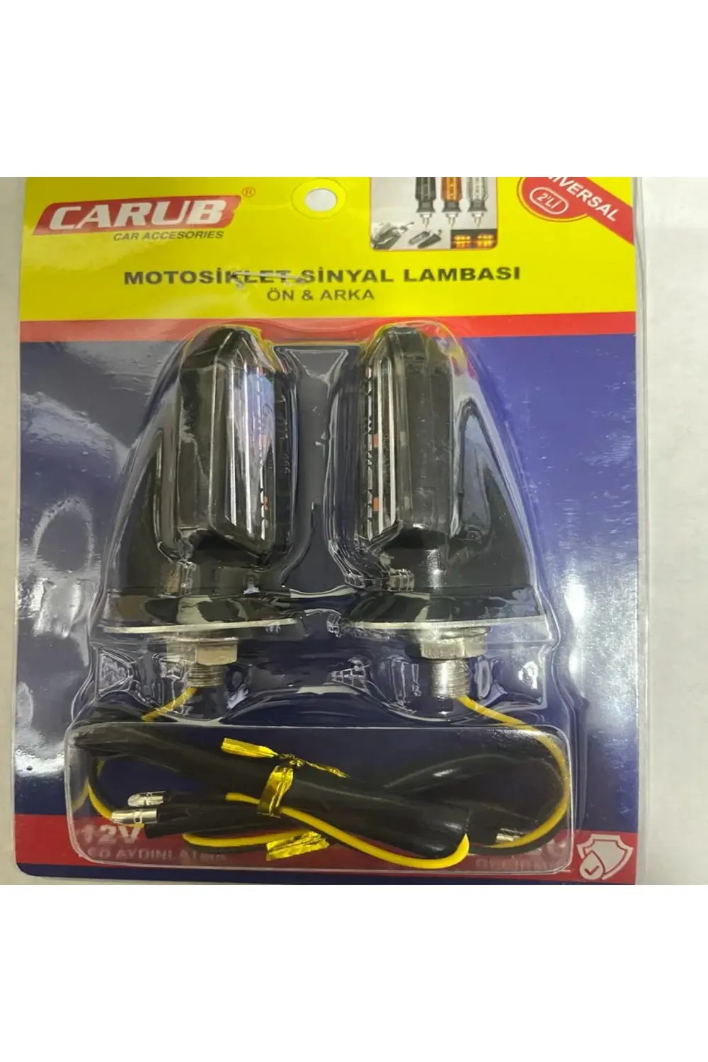 Motosiklet Sinyal Lamba Üniversal 12V Sarı Cam Sarı Led 2'Li