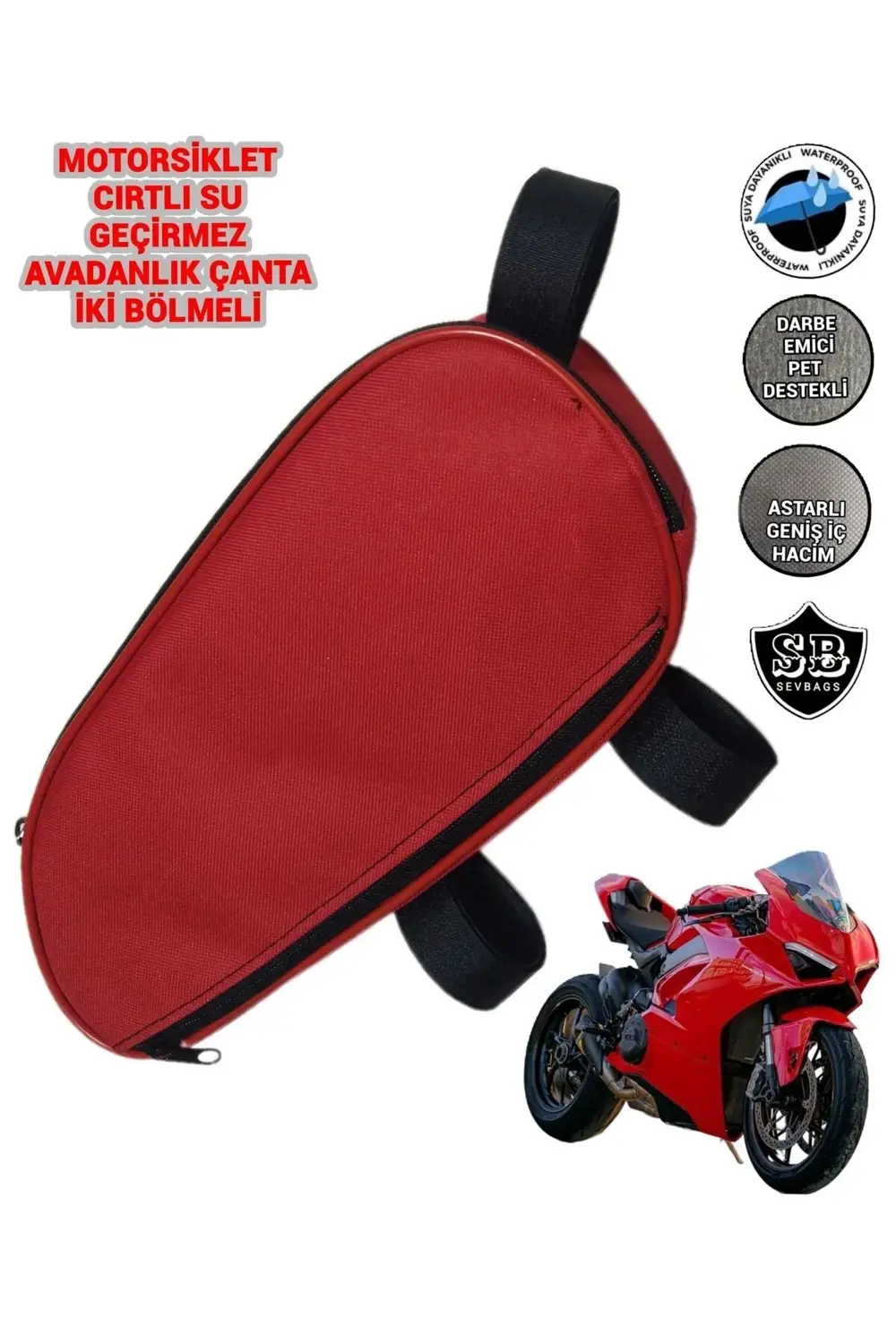 Motosiklet Su Geçirmez Yan Avadanlık Çantaları 32 Cm Kırmızı
