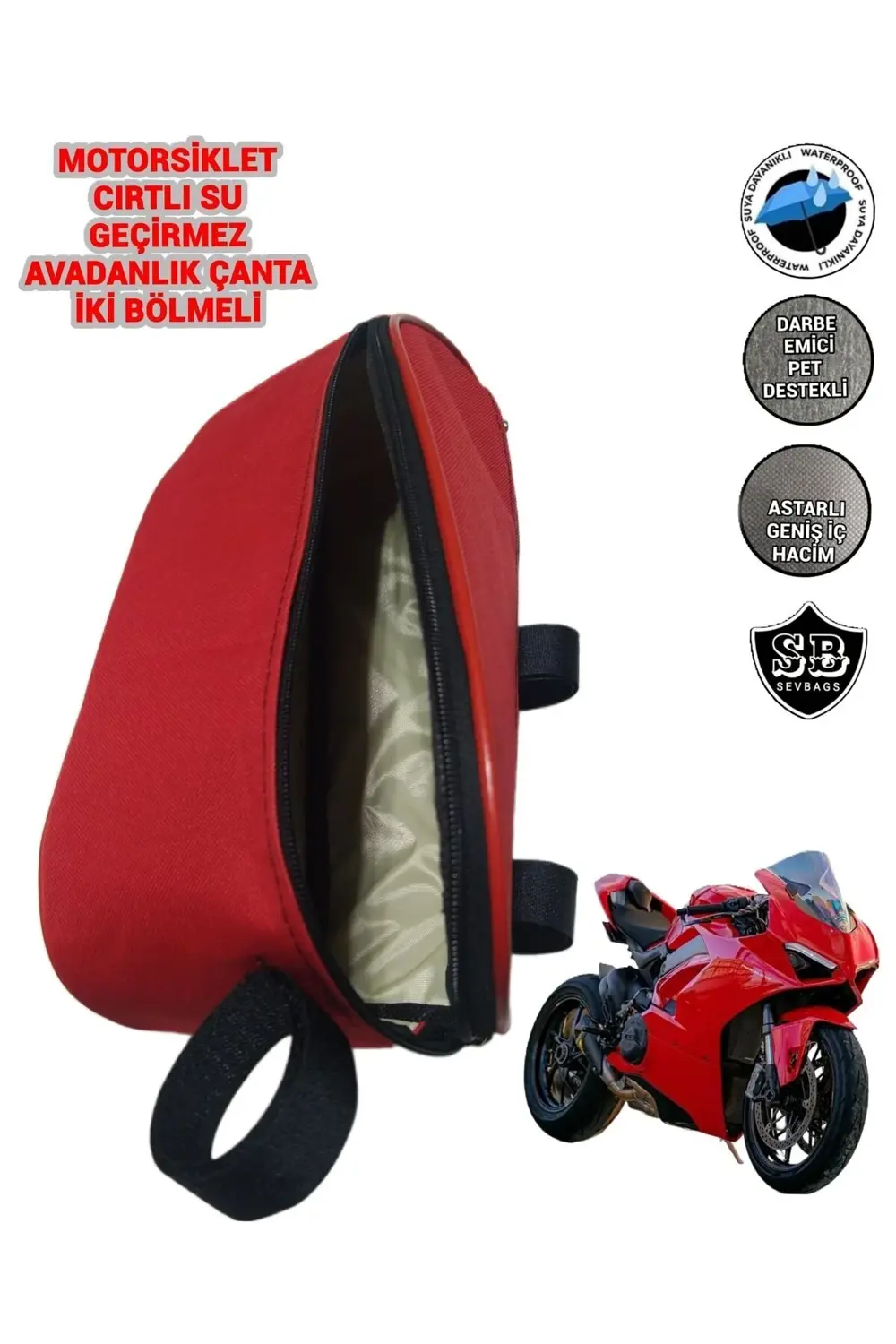Motosiklet Su Geçirmez Yan Avadanlık Çantaları 32 Cm Kırmızı