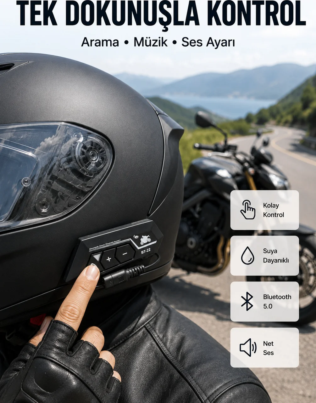 Motosiklet Sürüşleri İçin Bt22 Kask Bluetooth Kulaklık Mikrofonlu Yeni Nesil - Lisinya