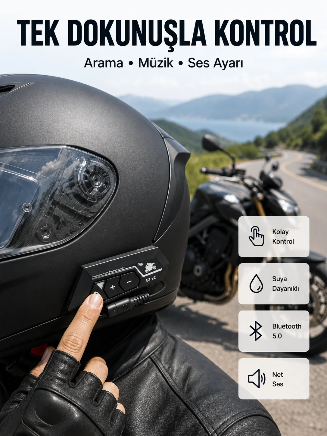 Motosiklet Sürüşleri İçin BT22 Kask Bluetooth Kulaklık Mikrofonlu Yeni Nesil