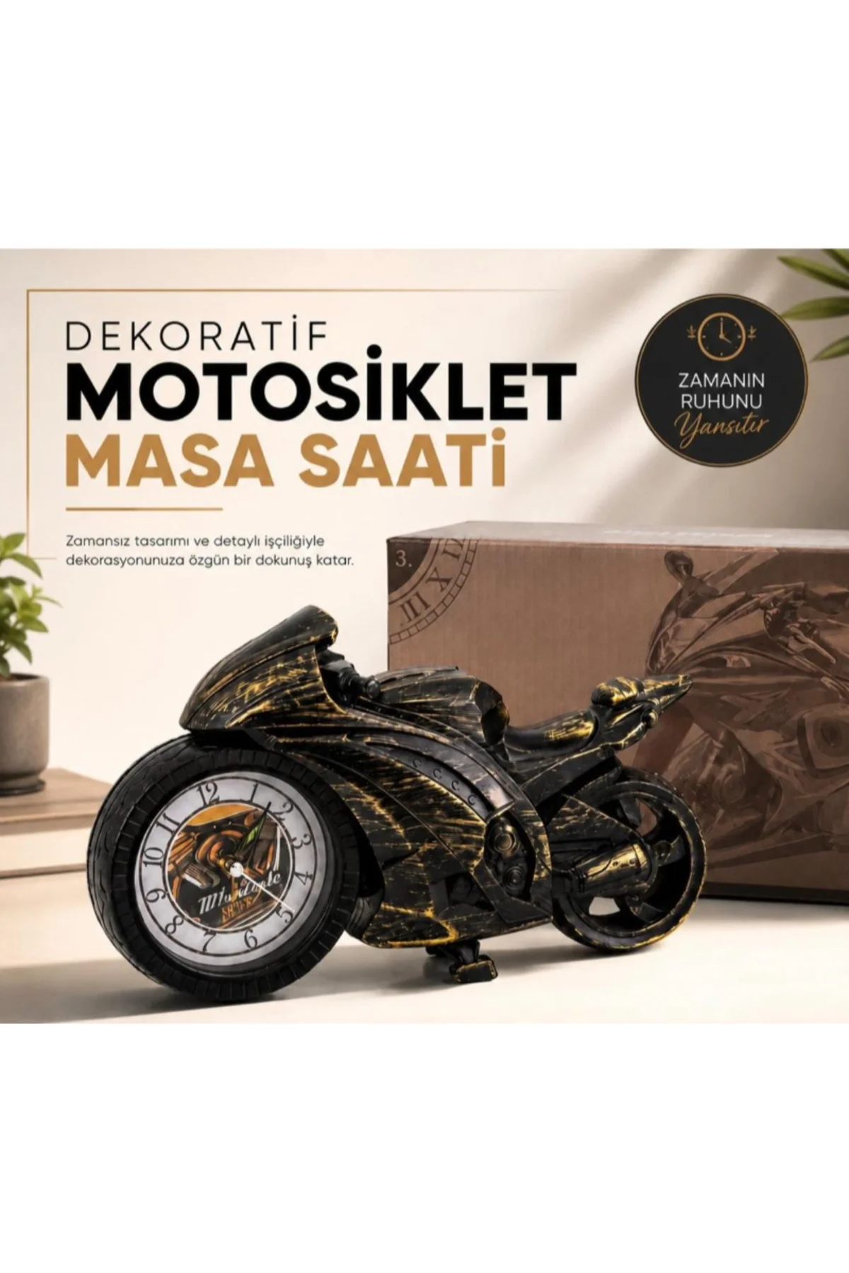 Motosiklet Tasarımlı Masa Saati - Dekoratif Hediyelik - Dayanıklı Malzeme Motosiklet Tasarımlı Masa Saati - Dekoratif Hediyelik - Dayanıklı Malzeme - Görsel 3