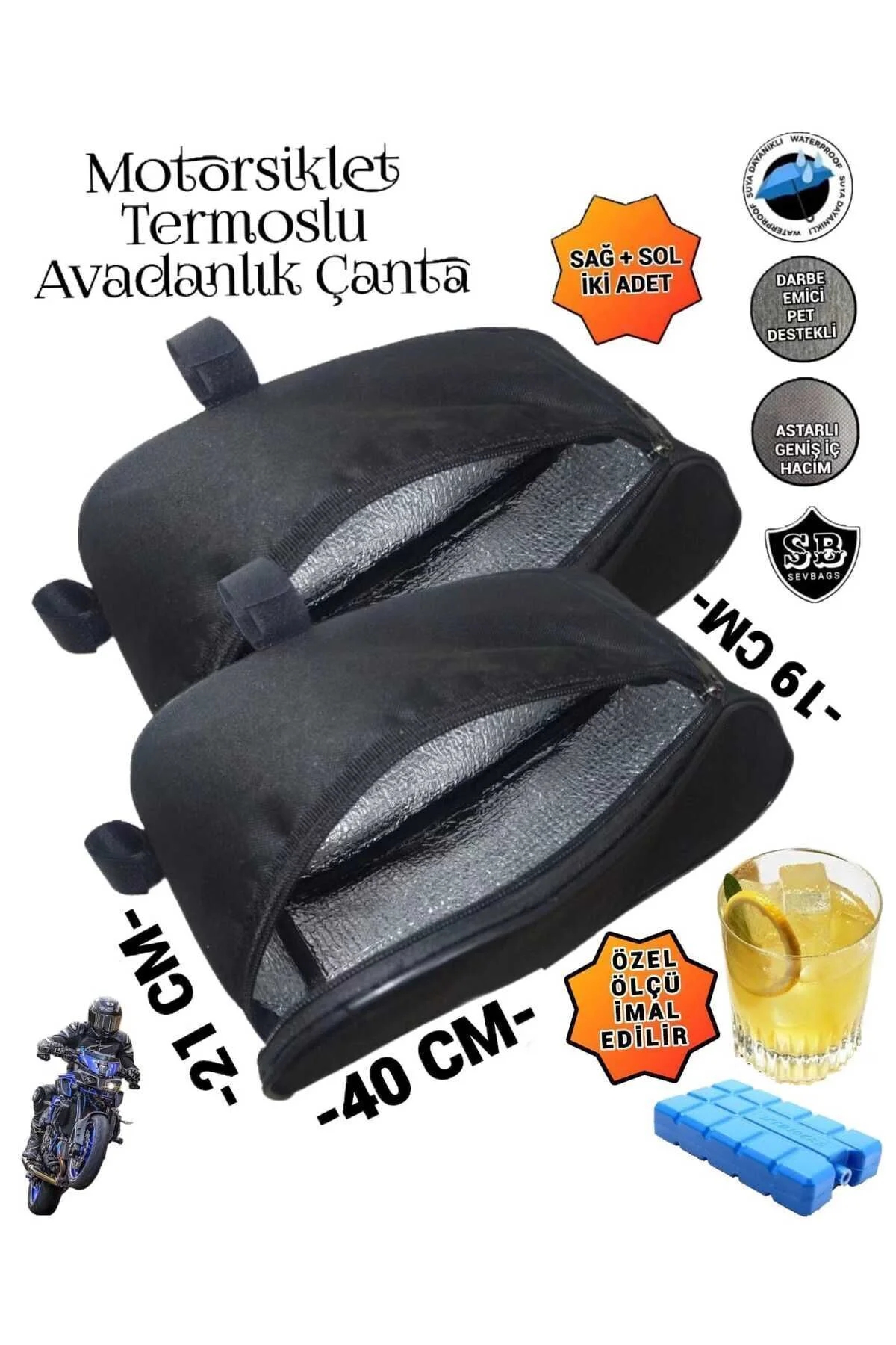 Motosiklet Termoslu Avadanlık Ön Koruma Demiri Çantaları 40cm