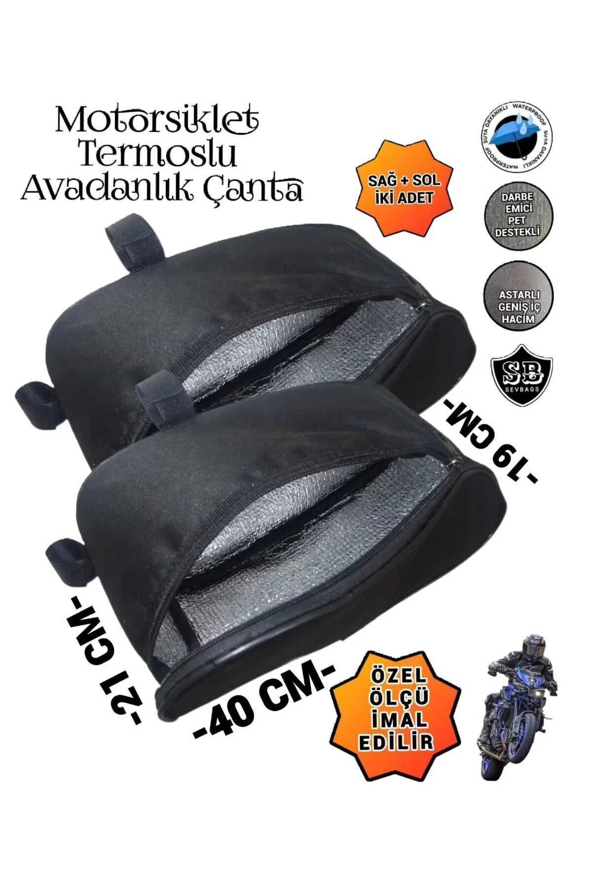 Motosiklet Termoslu Avadanlık Ön Koruma Demiri Çantaları 40cm