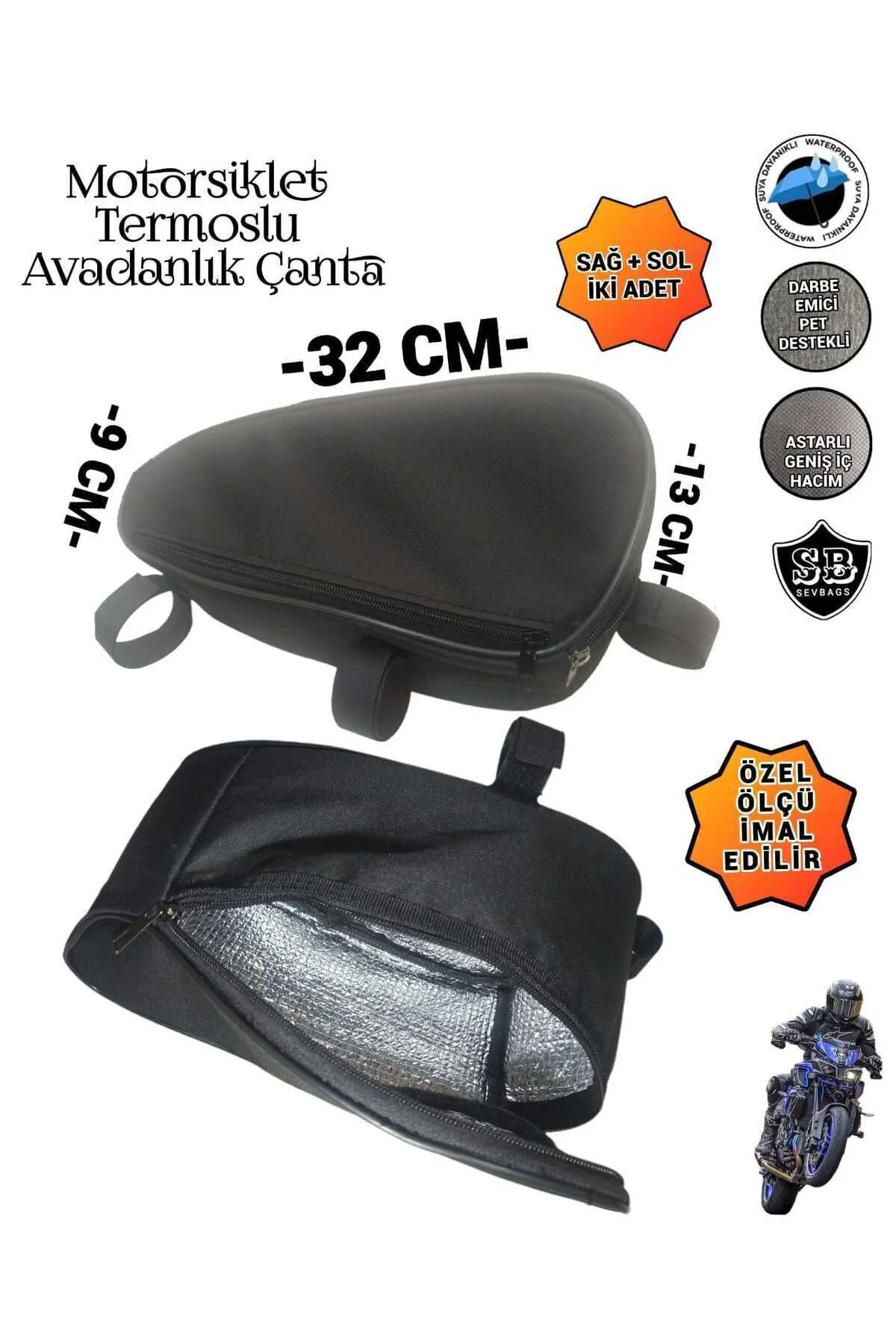 Motosiklet Termoslu Avadanlık Ön Koruma Demiri Çantaları 32cm