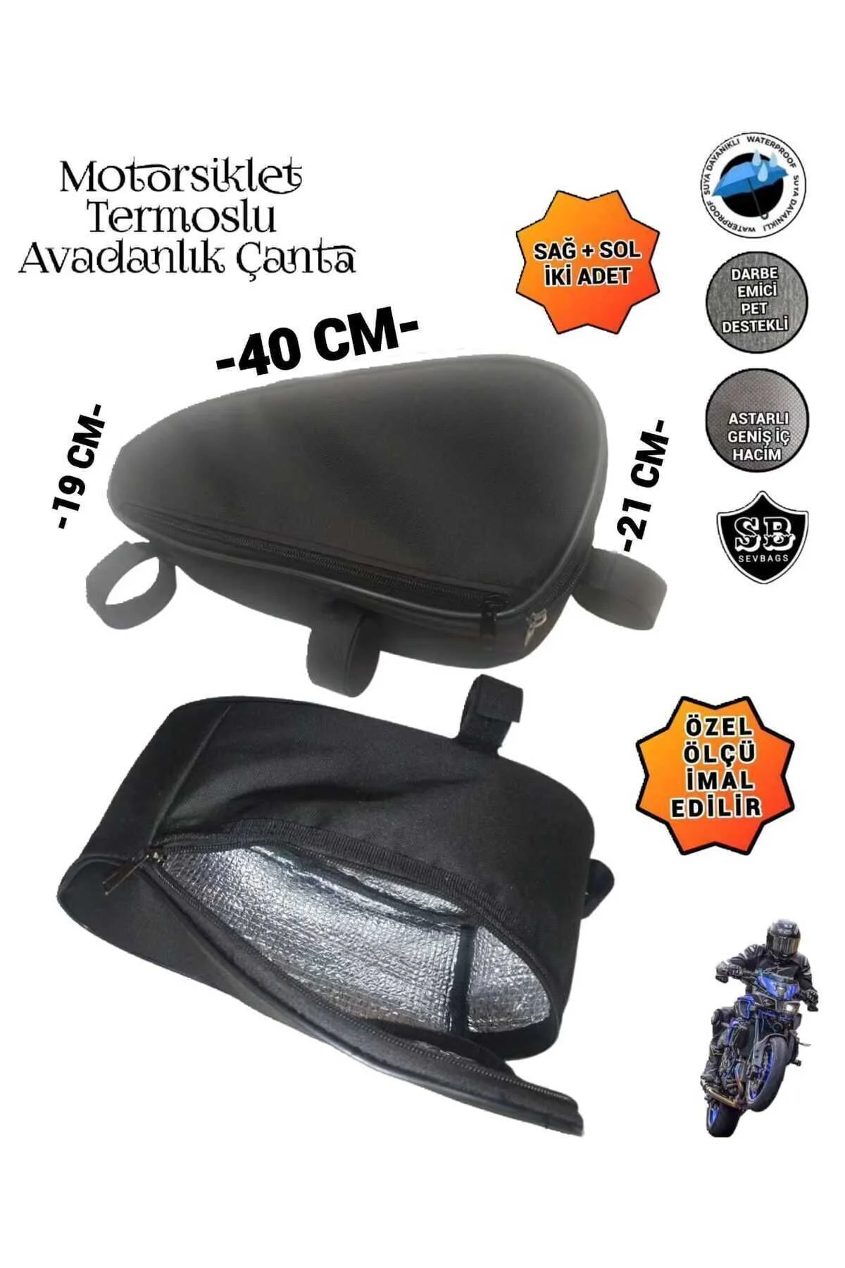 Motosiklet Termoslu Avadanlık Ön Koruma Demiri Çantaları 40cm