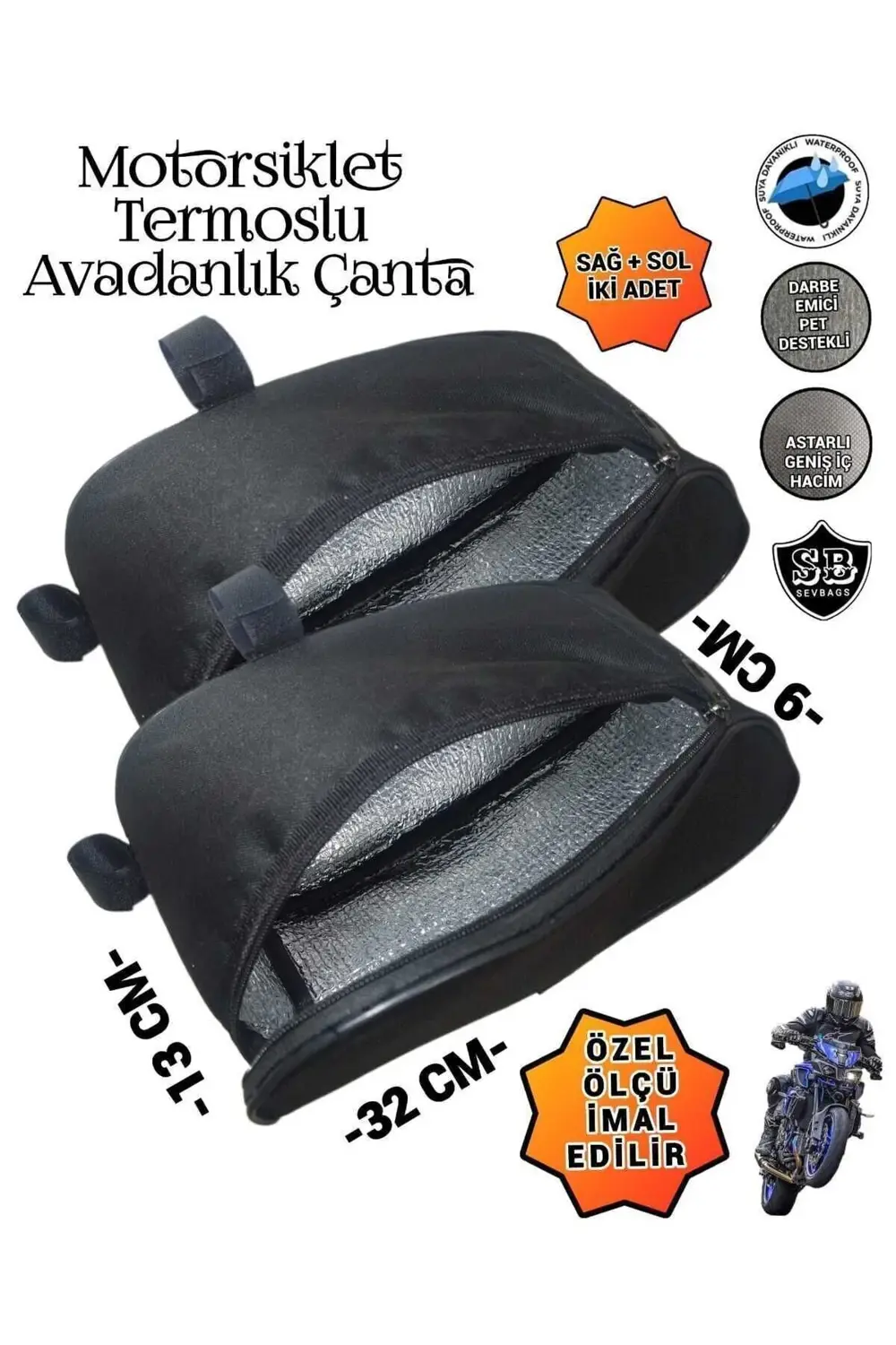 Motosiklet Termoslu Avadanlık Ön Koruma Demiri Çantaları 32cm