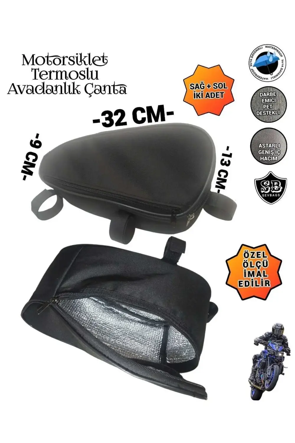 Motosiklet Termoslu Avadanlık Ön Koruma Demiri Çantaları 32cm