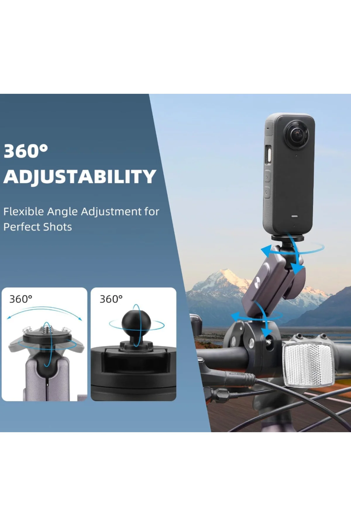 Motosiklet ve Bisiklet İçin Kamera Montaj Kelepçesi GoPro - DJI - Insta360