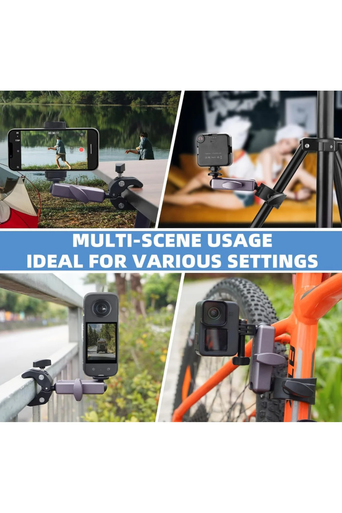Motosiklet ve Bisiklet İçin Kamera Montaj Kelepçesi GoPro - DJI - Insta360