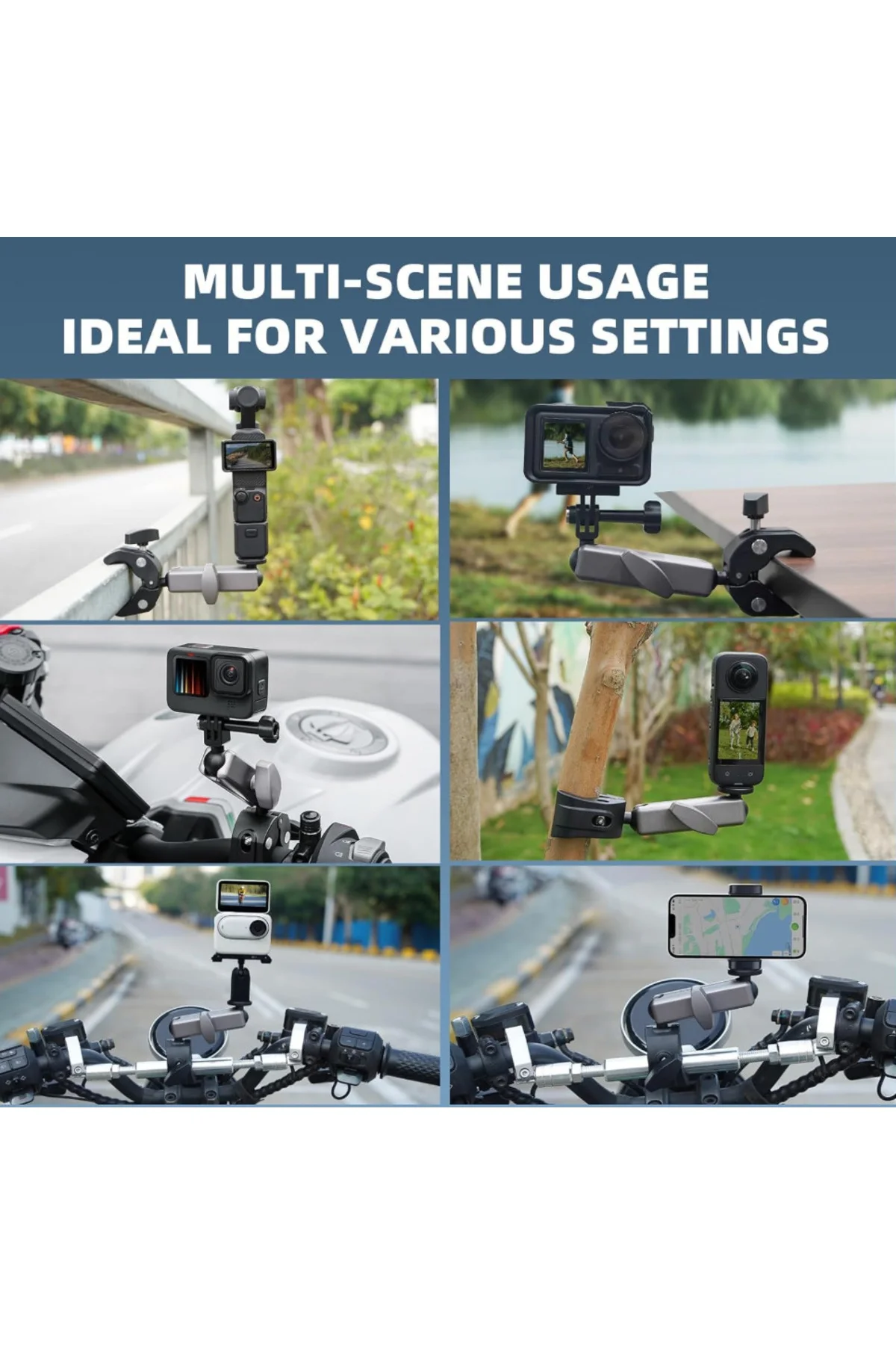 Motosiklet ve Bisiklet İçin Kamera Montaj Kelepçesi GoPro - DJI - Insta360