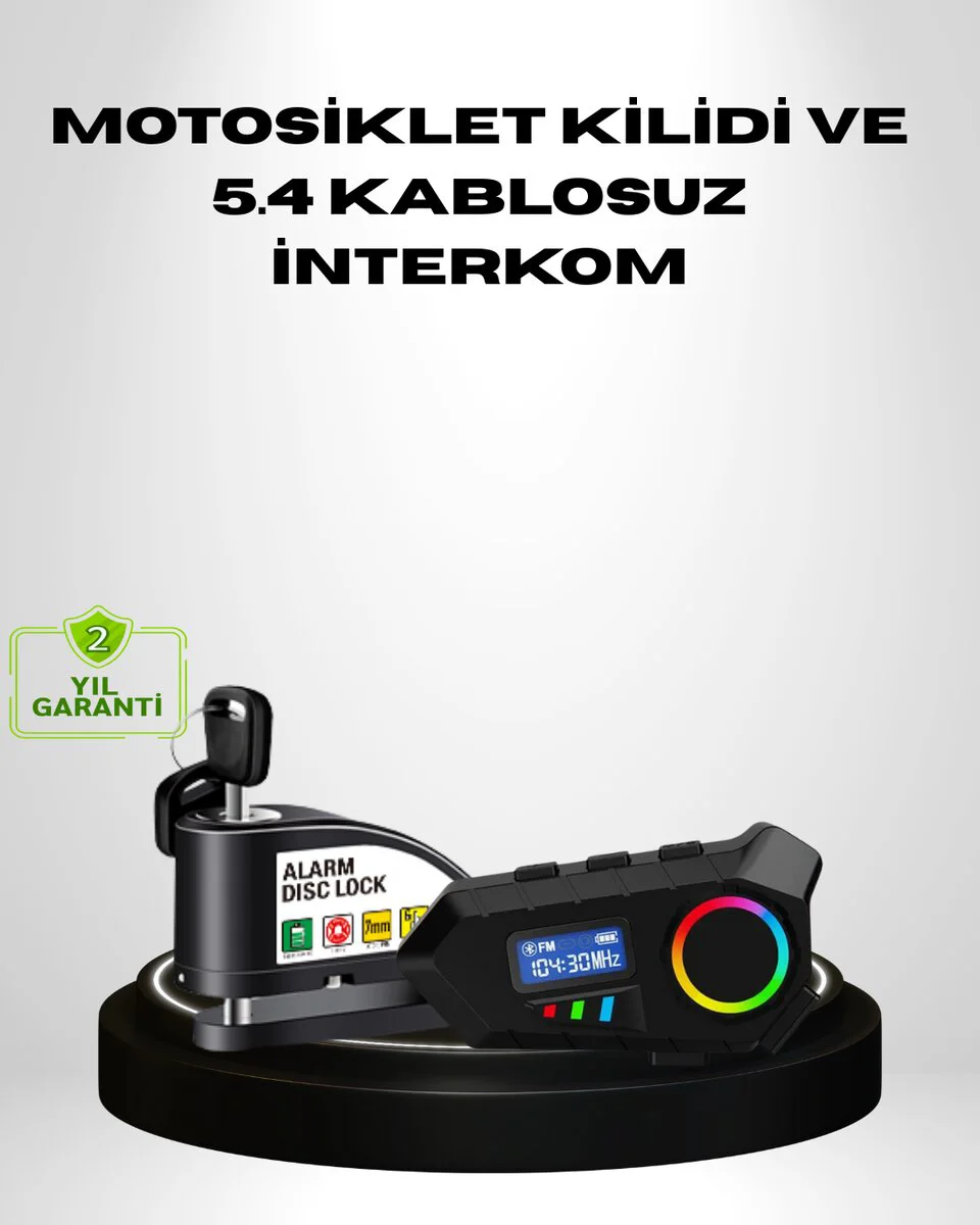 Motosiklet ve Günlük Kullanım İçin Güvenli Bluetooth Hoparlör ve Disk Kilidi Seti