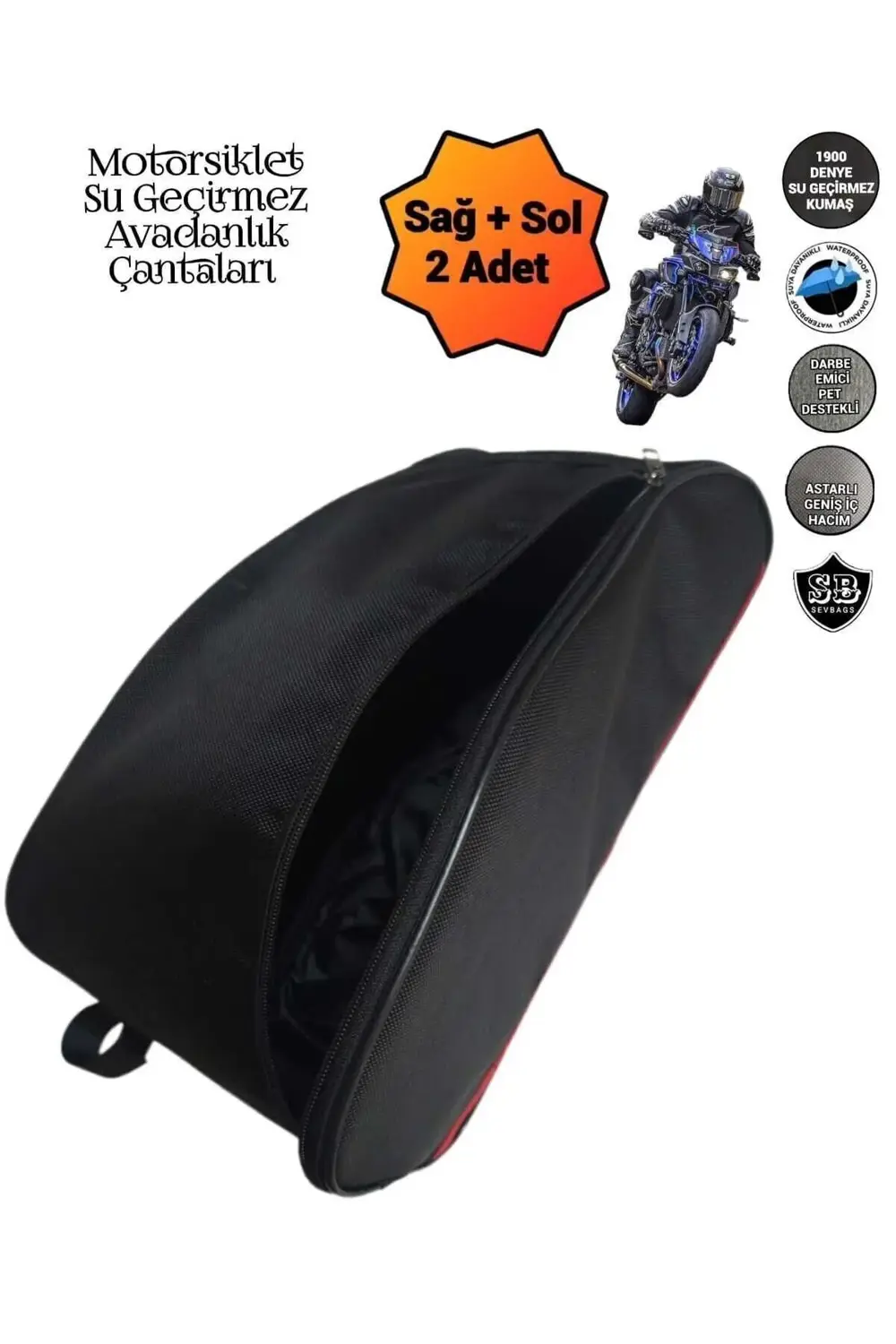 Motosiklet Yan Koruma Demiri Avadanlık Çantaları 1900 Denye 32 Cm