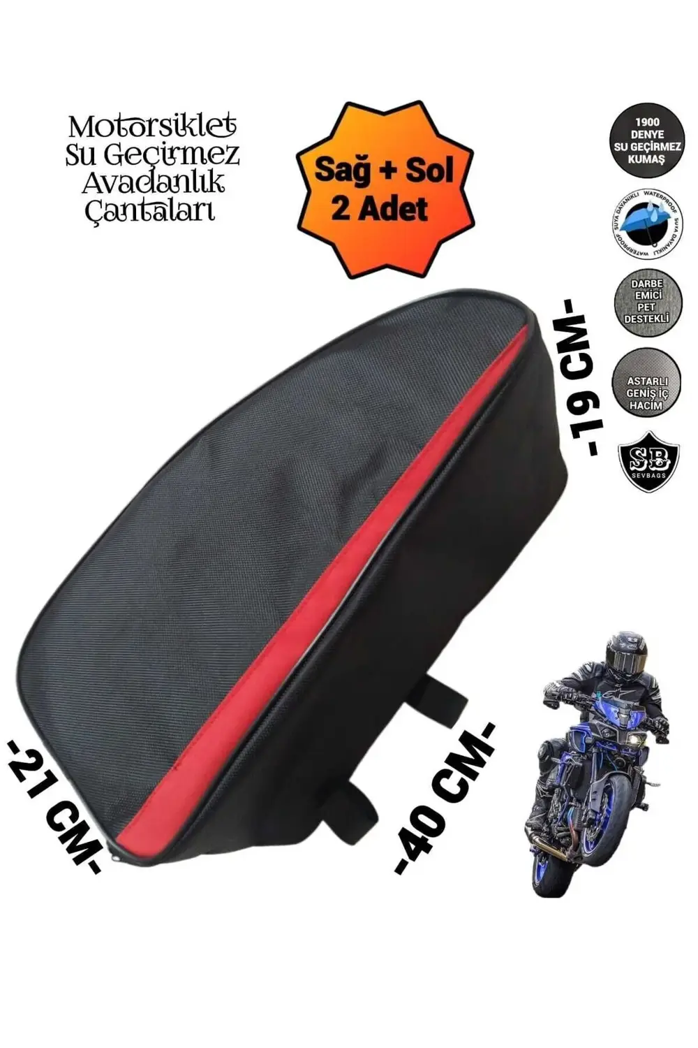 Motosiklet Yan Koruma Demiri Avadanlık Çantaları 1900 Denye 40 Cm