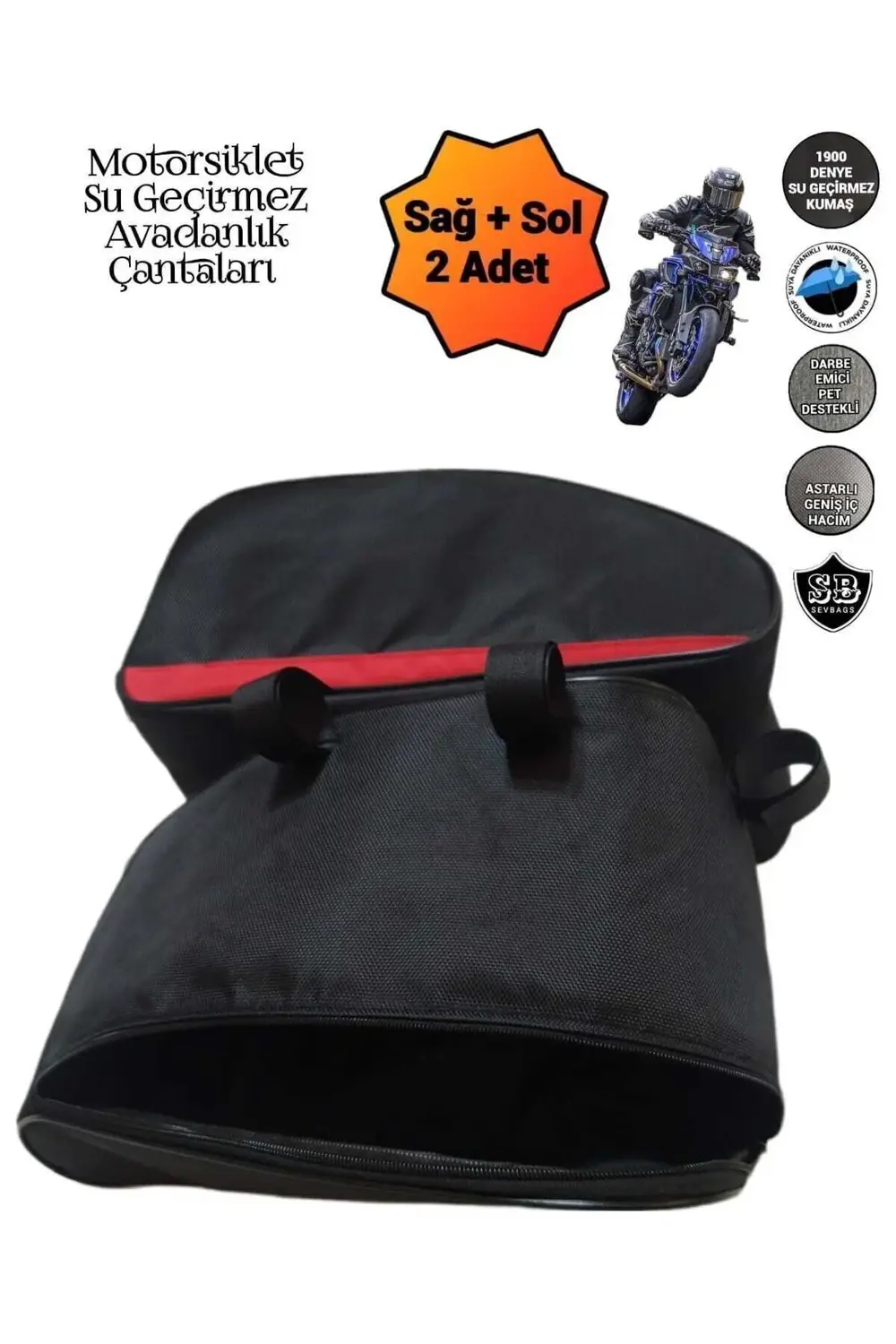 Motosiklet Yan Koruma Demiri Avadanlık Çantaları 1900 Denye 32 Cm