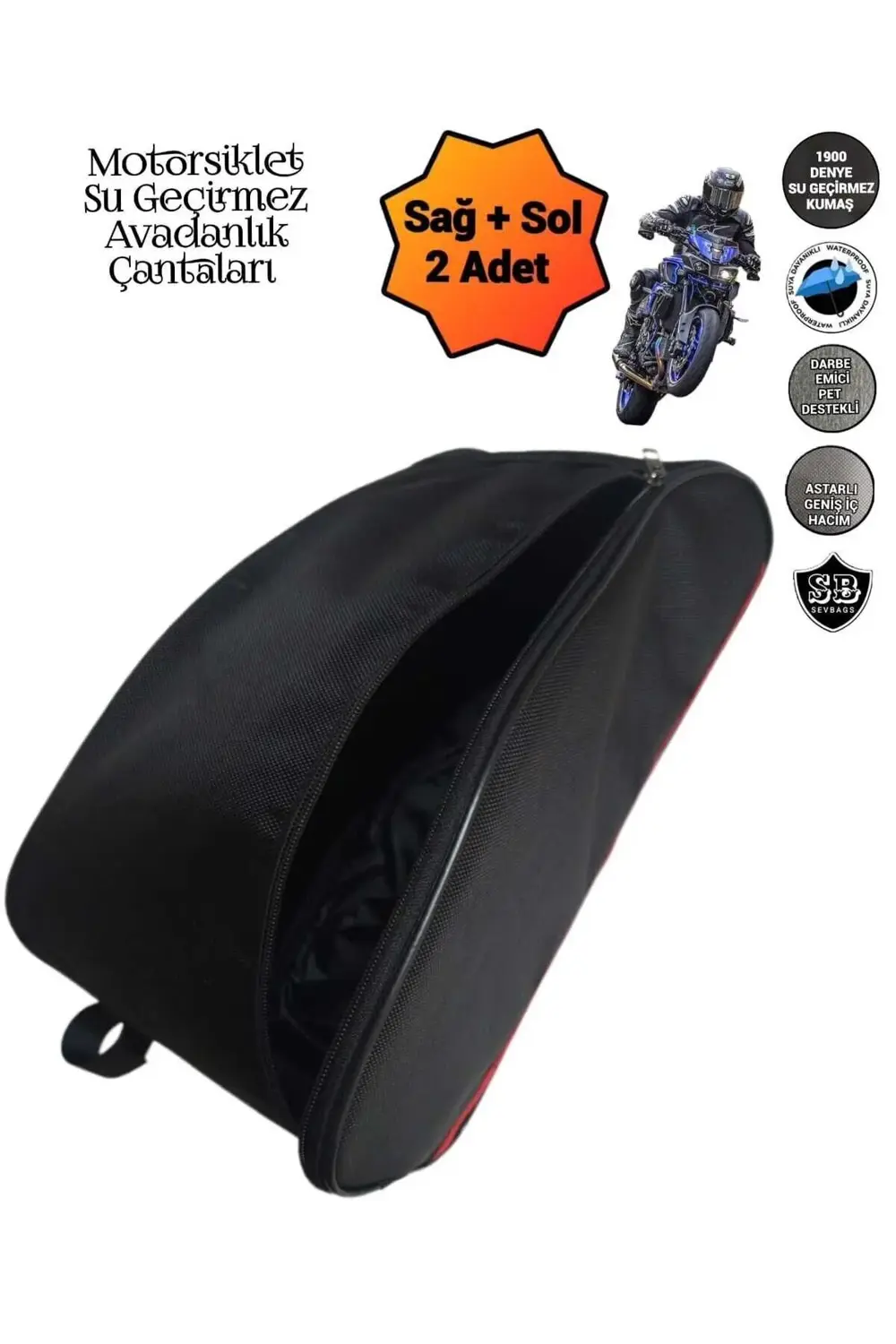 Motosiklet Yan Koruma Demiri Avadanlık Çantaları 1900 Denye 40 Cm