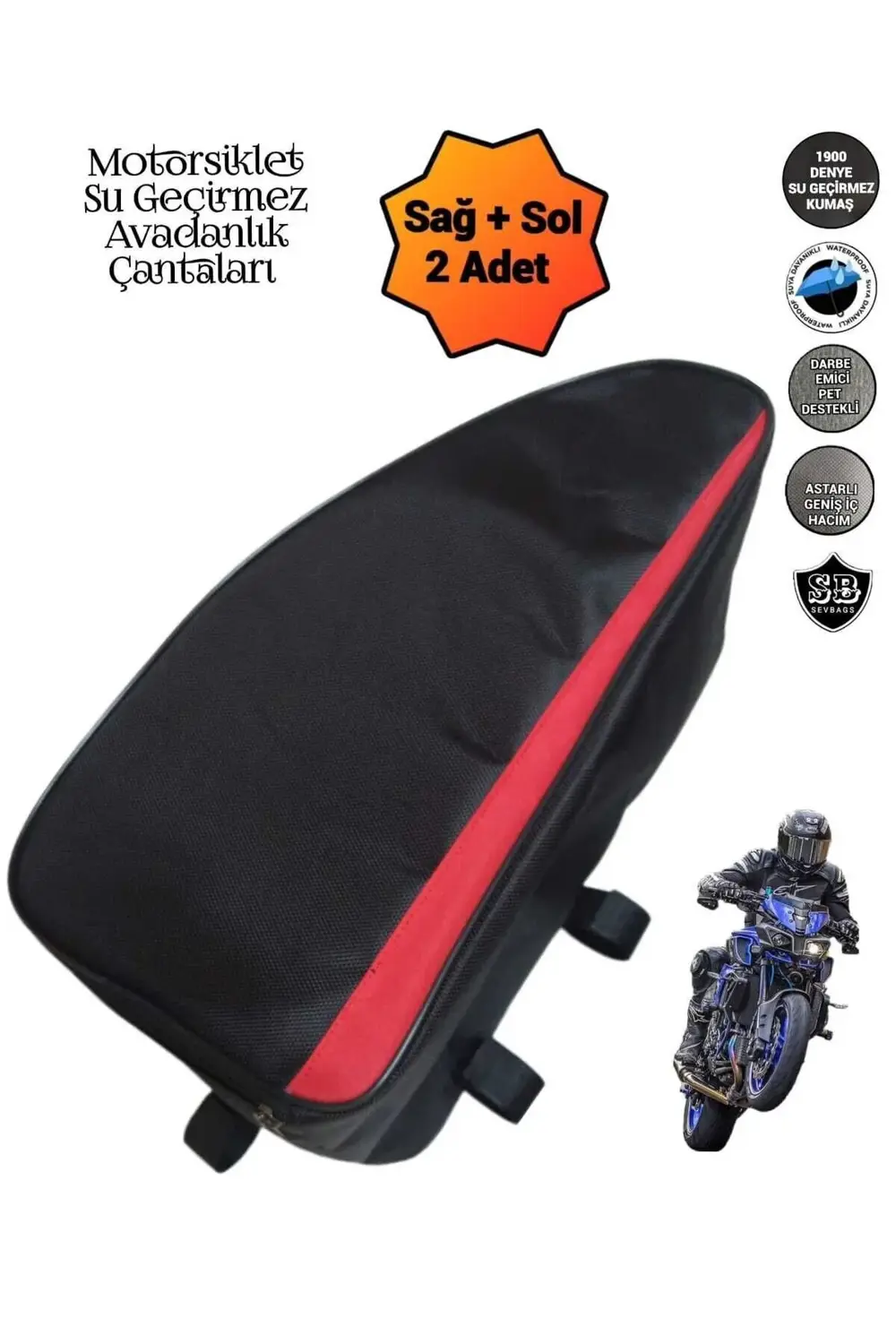 Motosiklet Yan Koruma Demiri Avadanlık Çantaları 1900 Denye 40 Cm