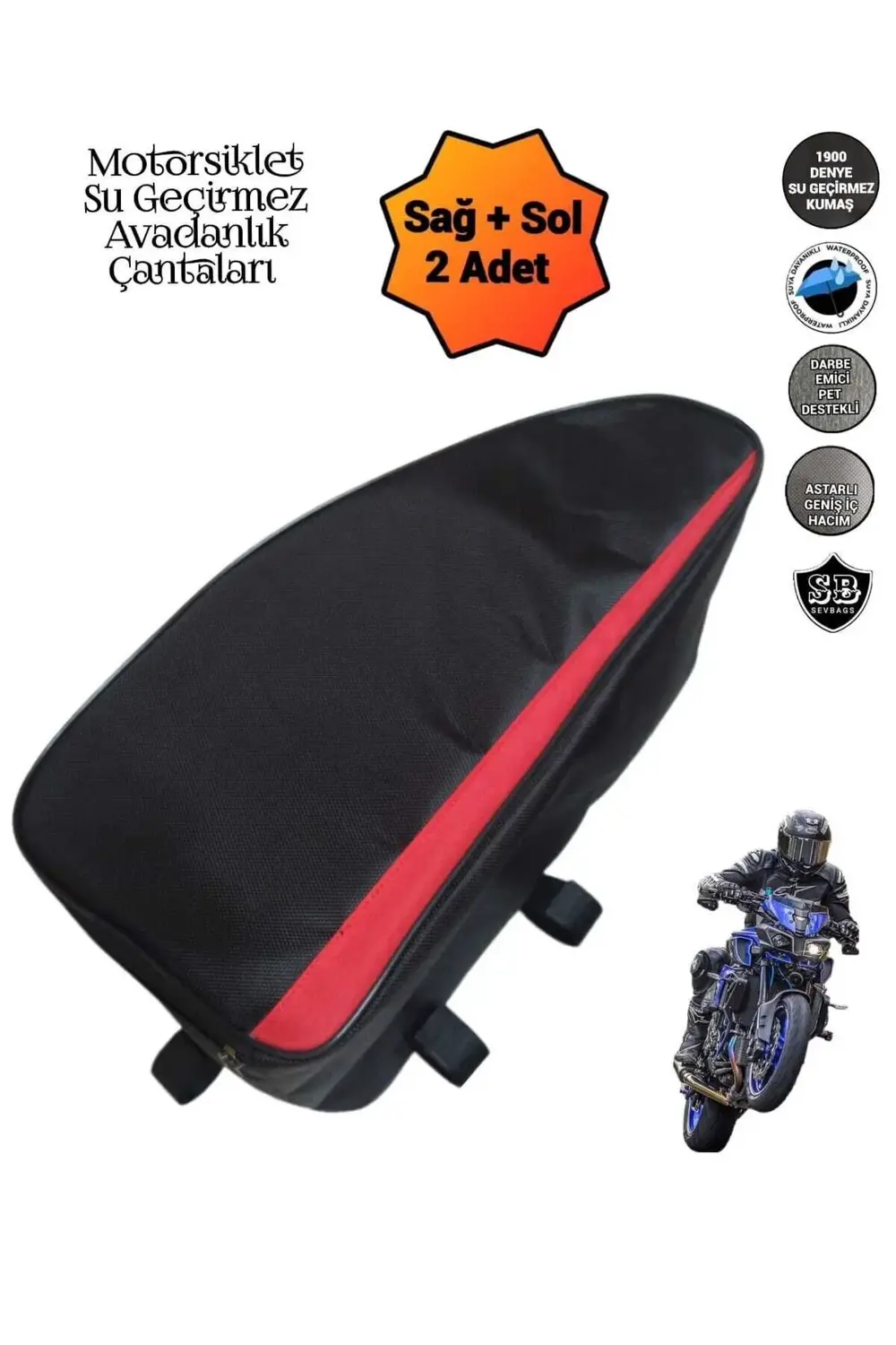 Motosiklet Yan Koruma Demiri Avadanlık Çantaları 1900 Denye 40 Cm