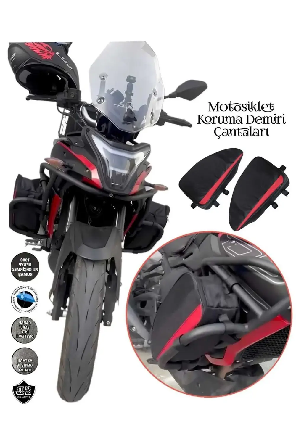 Motosiklet Yan Koruma Demiri Avadanlık Çantaları 1900 Denye 32 Cm