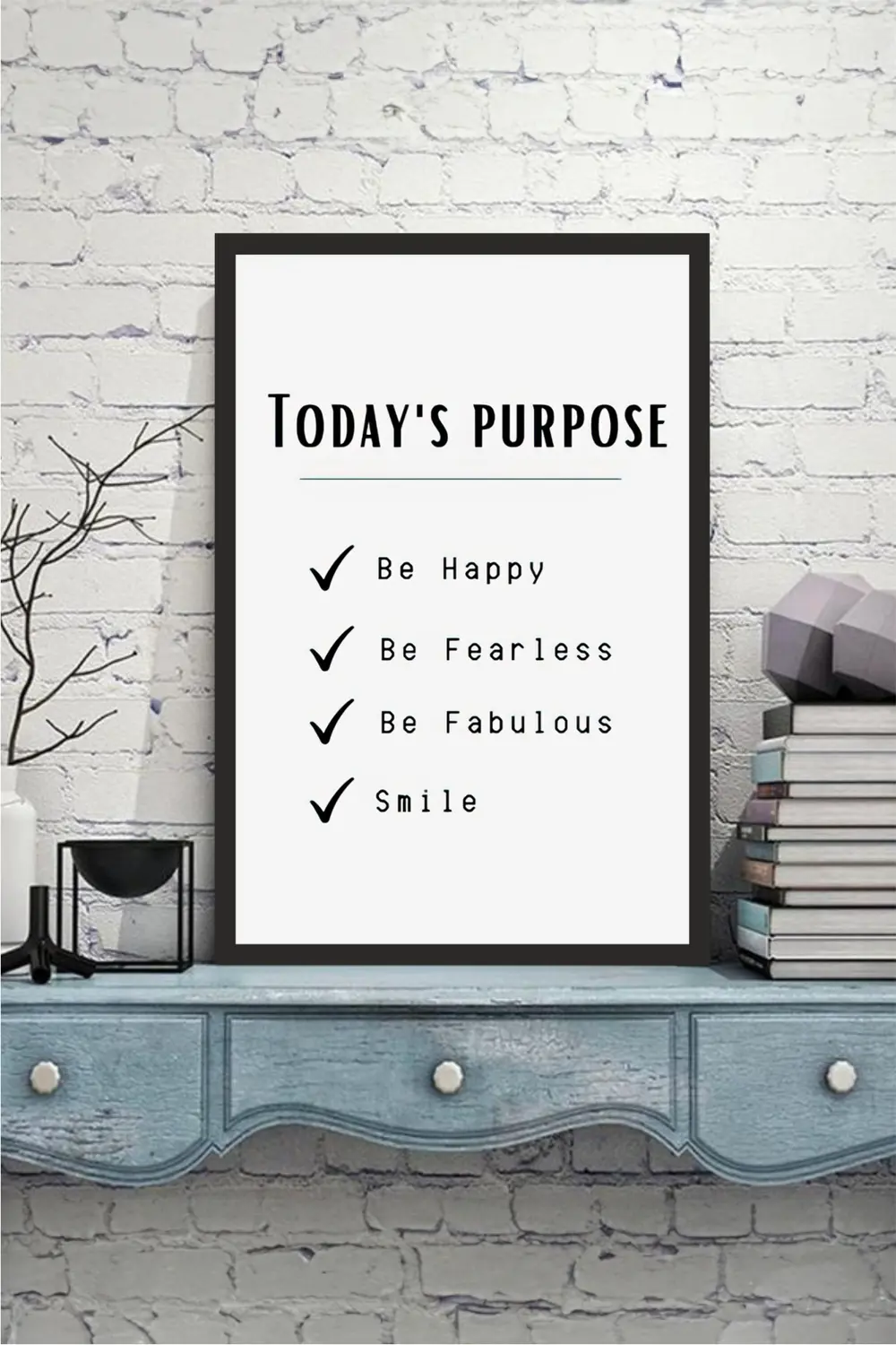 motto yazılı çerçeve görünümlü mdf tablo