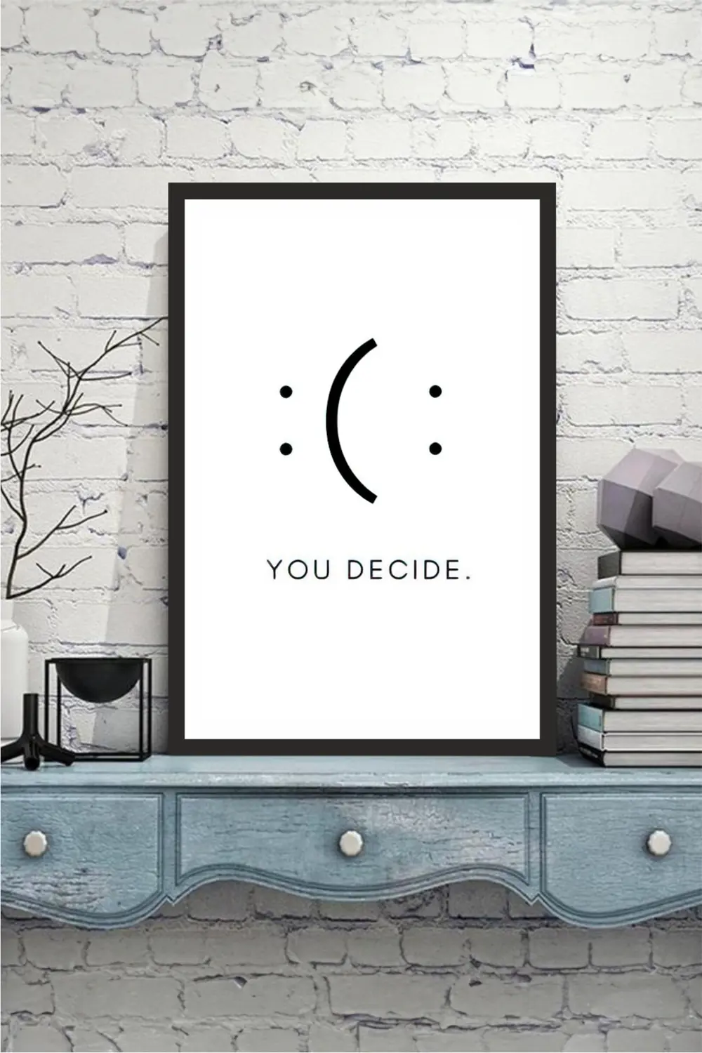 motto yazılı çerçeve görünümlü mdf tablo