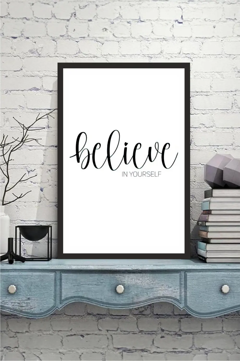 motto yazılı çerçeve görünümlü mdf tablo