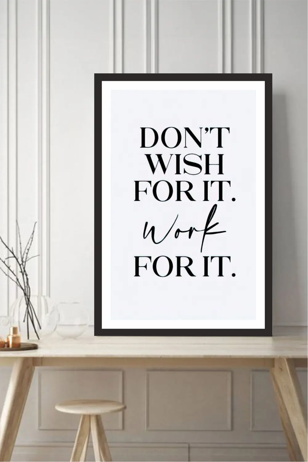 motto yazılı çerçeve görünümlü mdf tablo
