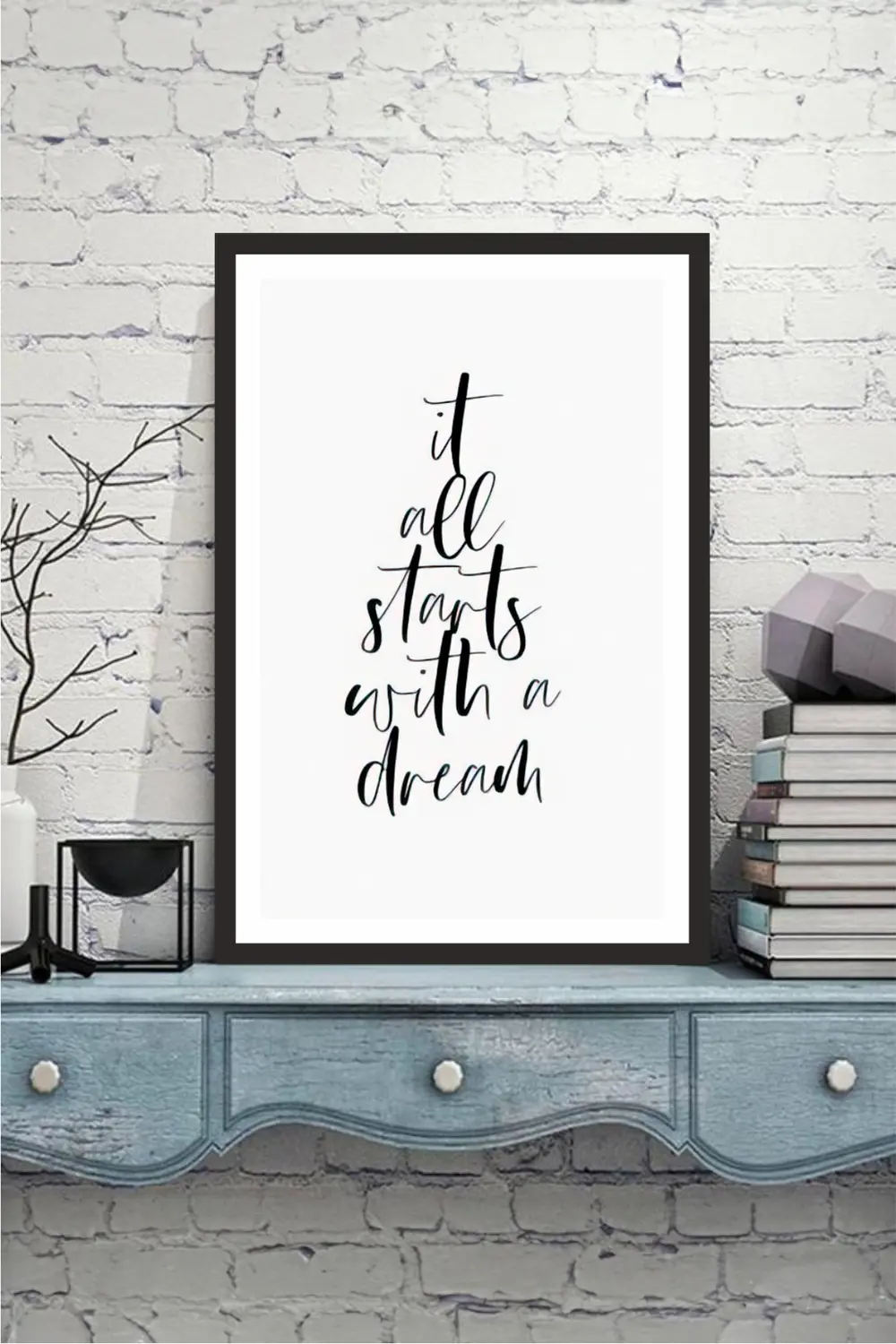 motto yazılı çerçeve görünümlü mdf tablo