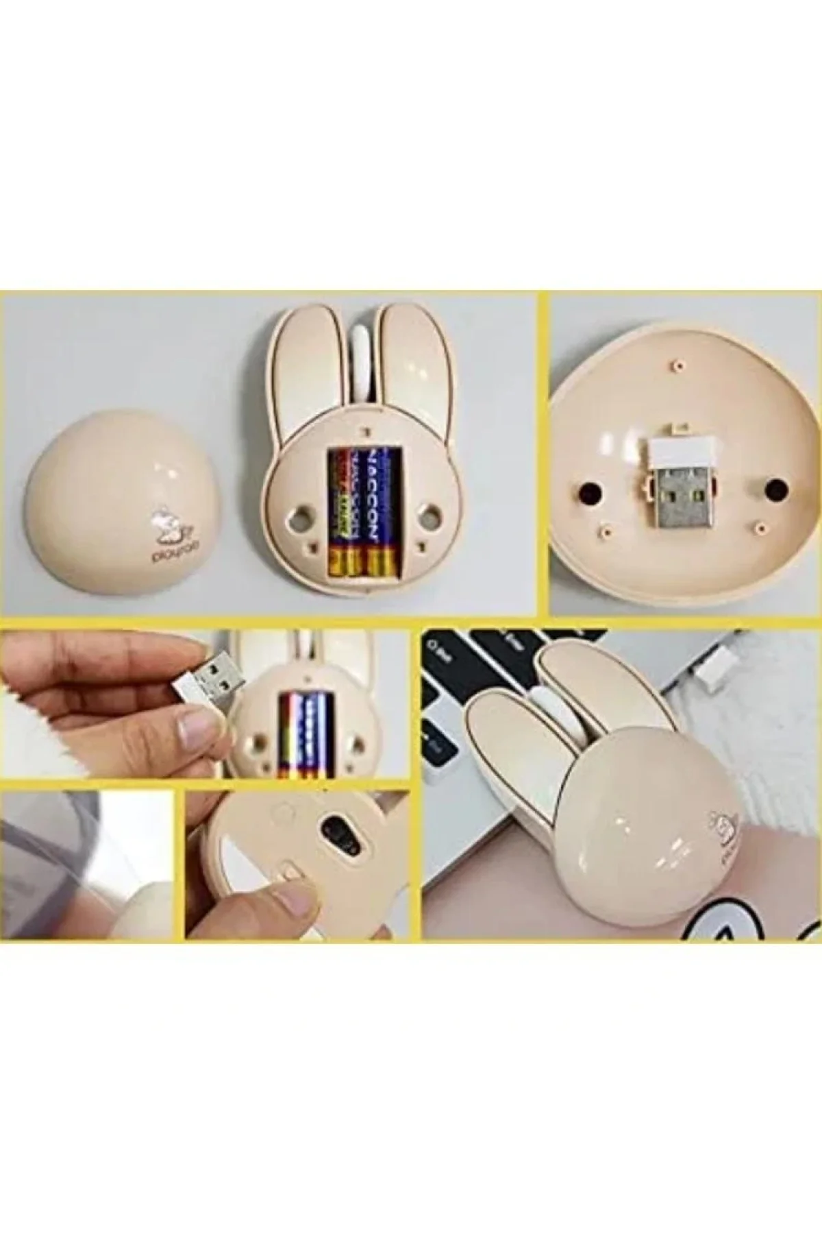 MOU-6003-K PLAYROB M6 PİLLİ KABLOSUZ MOUSE KREM TAVŞAN