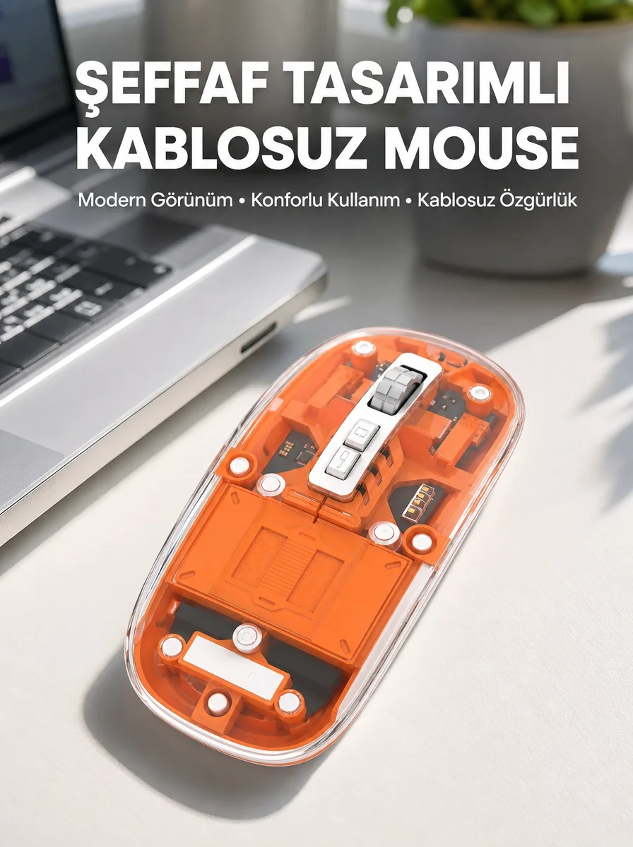 Mouse Fare Kablosuz Mouse Fare Şarjlı Bluetooth Sessiz 5 Tuşlu Şeffaf Fiyatı, Yorumları ve Özellikleri