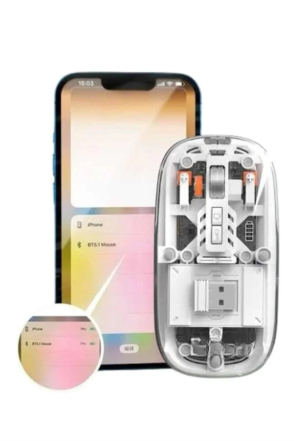Mouse Fare Kablosuz Mouse Fare Şarjlı Bluetooth Sessiz 5 Tuşlu Şeffaf Fiyatı, Yorumları ve Özellikleri