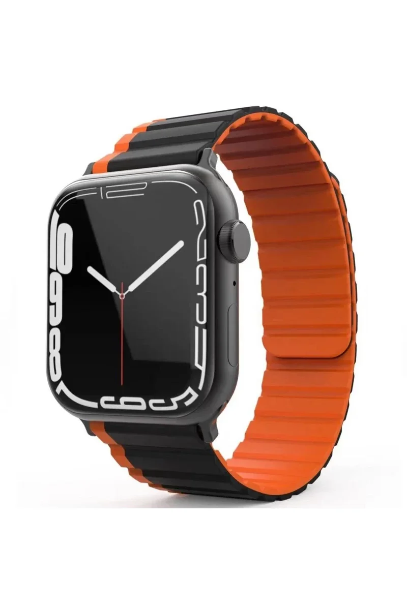 Movenchy Apple Watch 42mm MO-WB1 Çift Renk Mıknatıslı Silikon Kordon - Siyah-Turuncu Movenchy Apple Watch 42mm MO-WB1 Çift Renk Mıknatıslı Silikon Kordon - Siyah-Turuncu